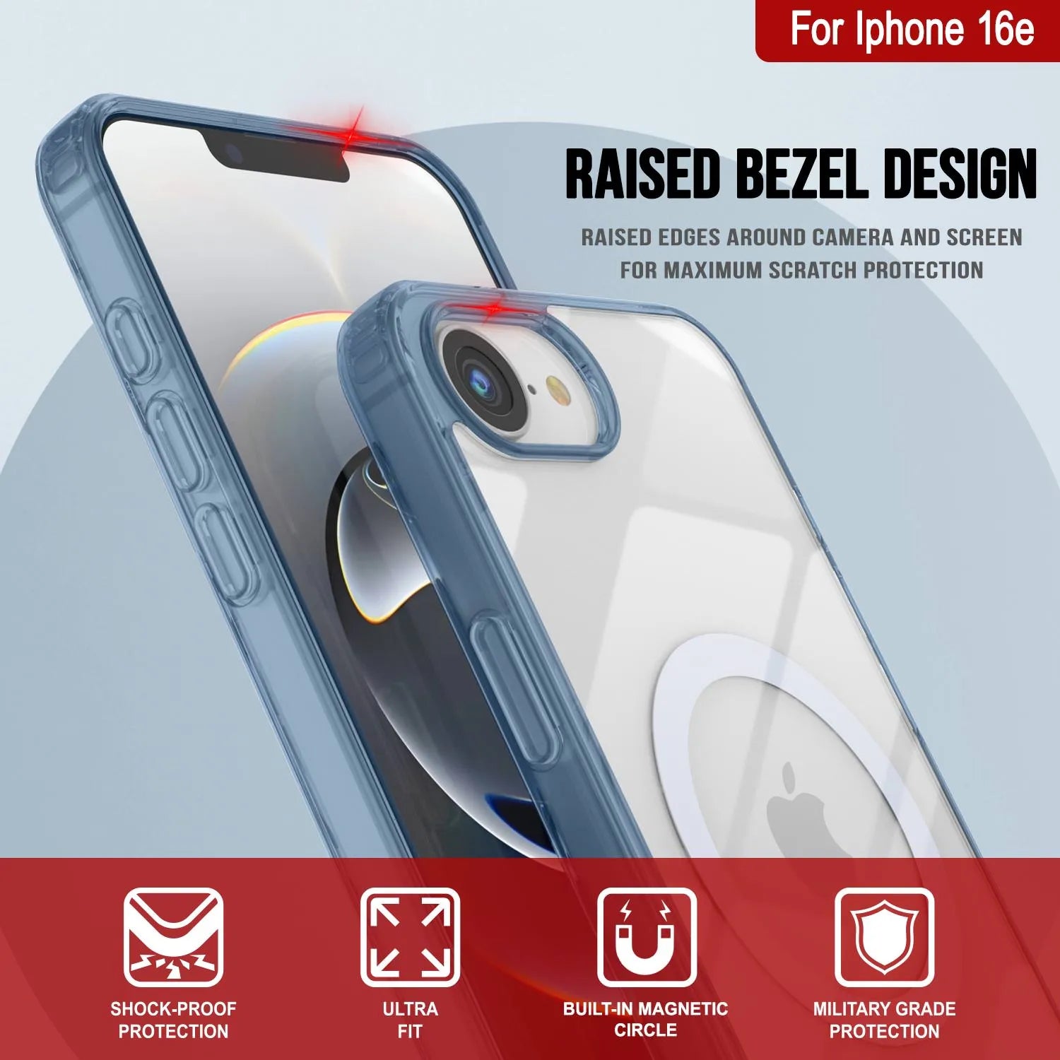 Punkcase iPhone 16e Magnetic Wireless Charging Case [ClearMag Series][Navy]