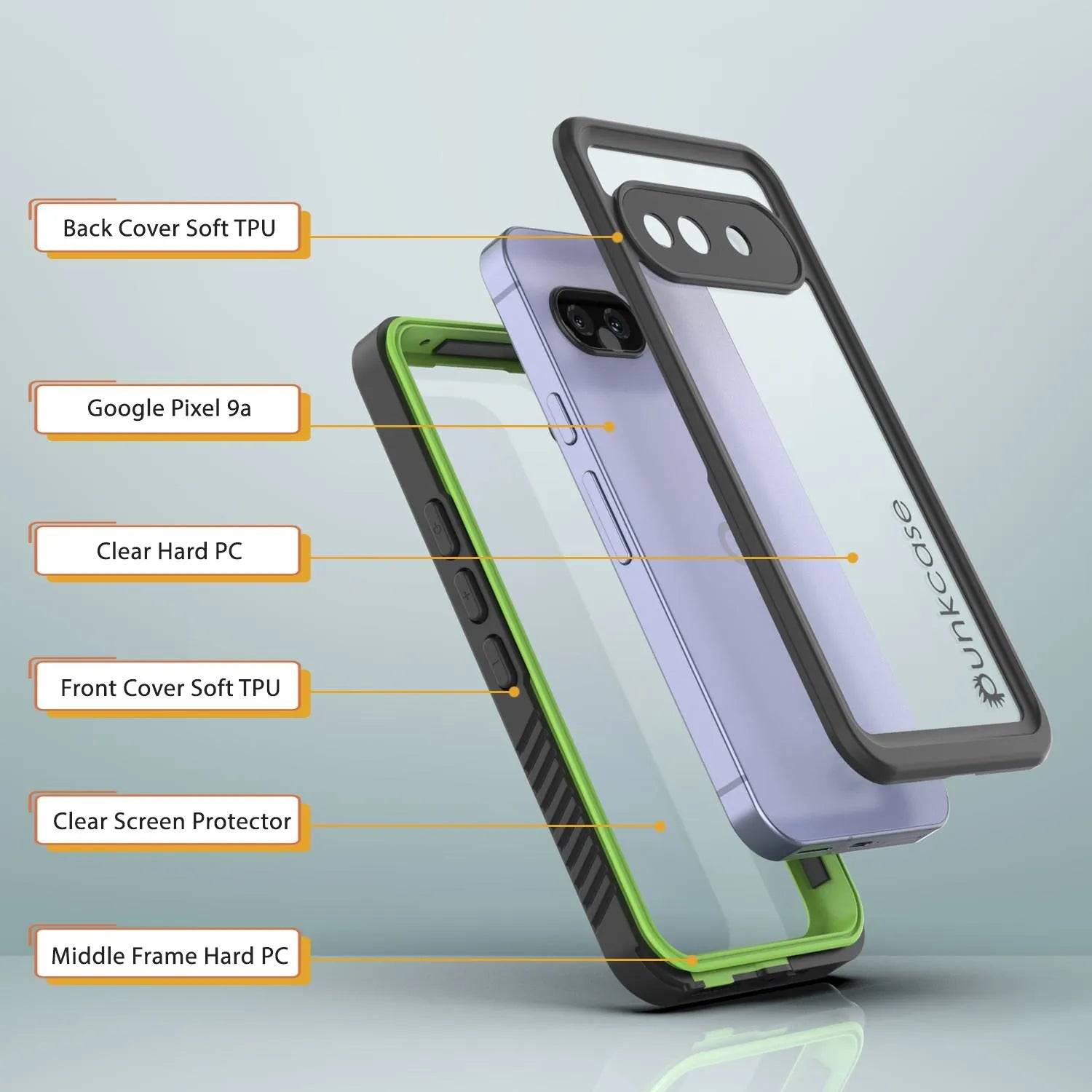 Google Pixel 9a Waterproof Case, Punkcase [Extreme Series] Armor Cover W/ Built In Screen Protector [Light Green]