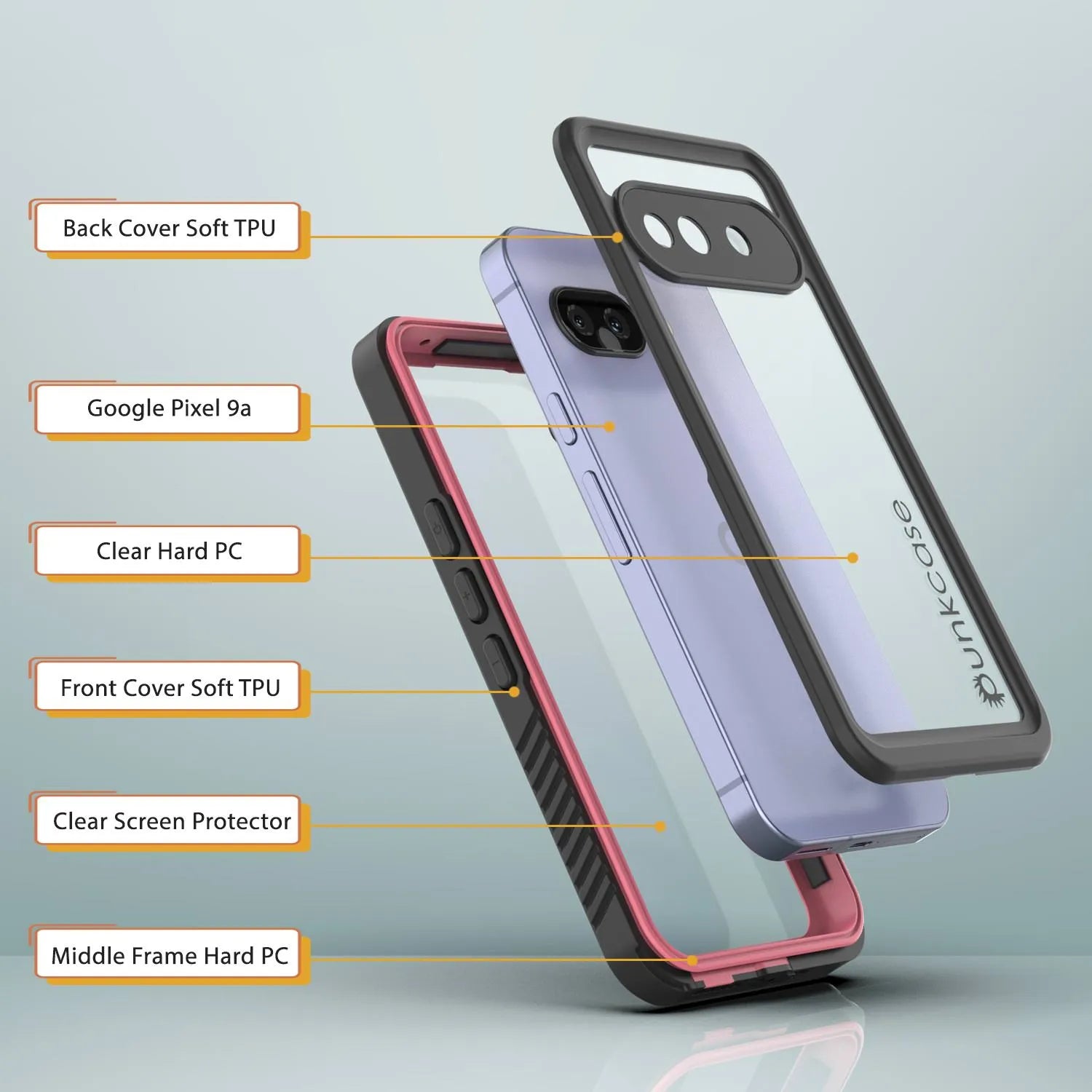 Google Pixel 9a Waterproof Case, Punkcase [Extreme Series] Armor Cover W/ Built In Screen Protector [Pink]