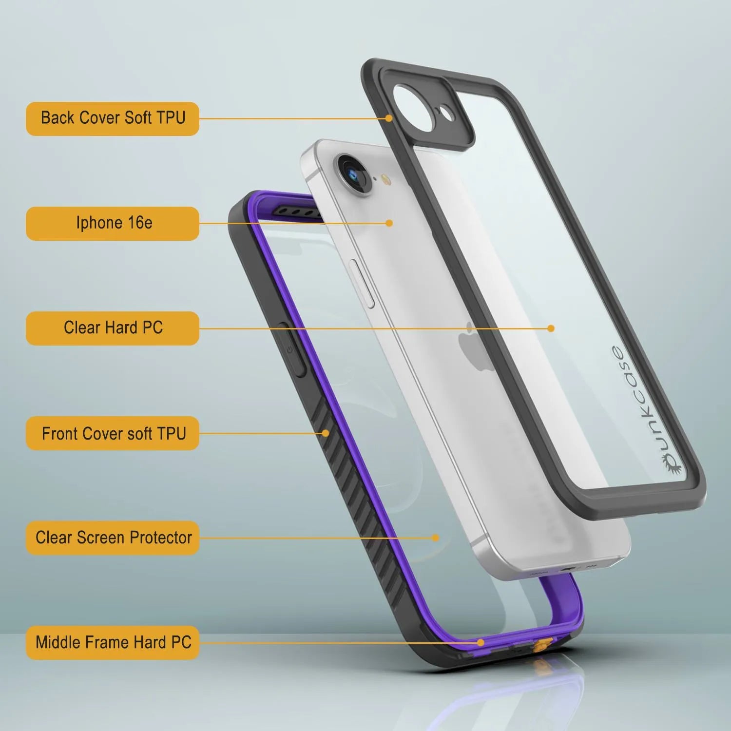 iPhone 16e Waterproof Case, Punkcase [Extreme Series] Armor Cover W/ Built In Screen Protector [Purple]