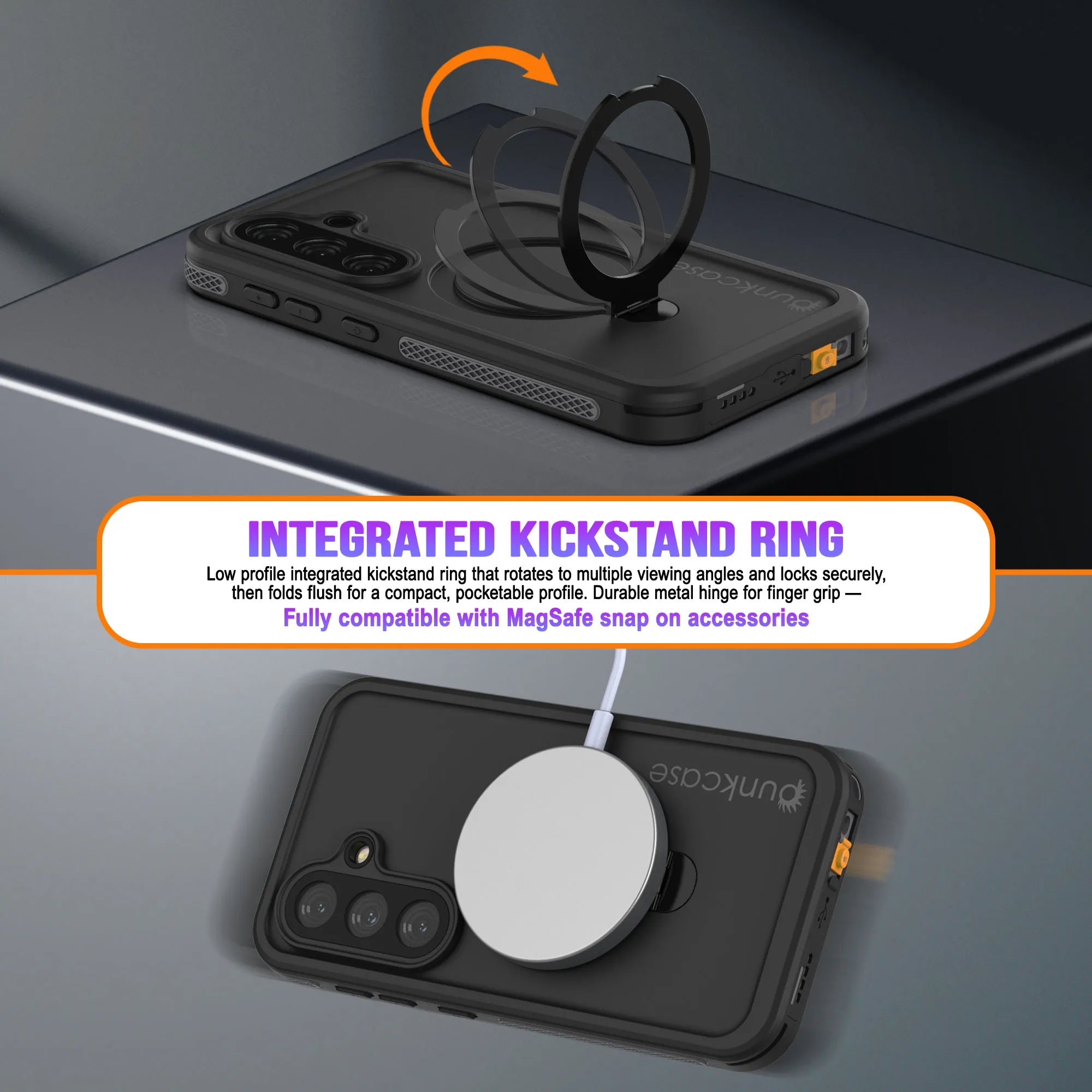 Galaxy S26 Plus Waterproof Case [Kickstud 2.0 Series] Protective IP68 Cover W/Screen Protector & Kickstand [Grey]