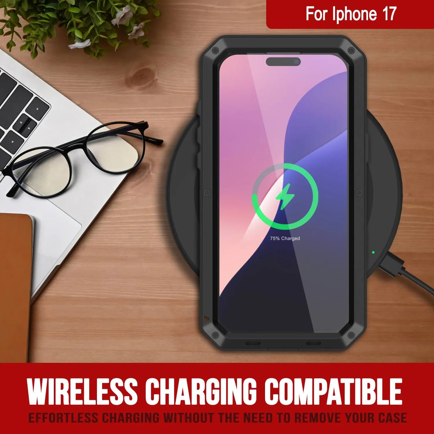 iPhone 17 Metal Case, Heavy Duty Military Grade Armor Cover [shock proof] Full Body Hard [Black]