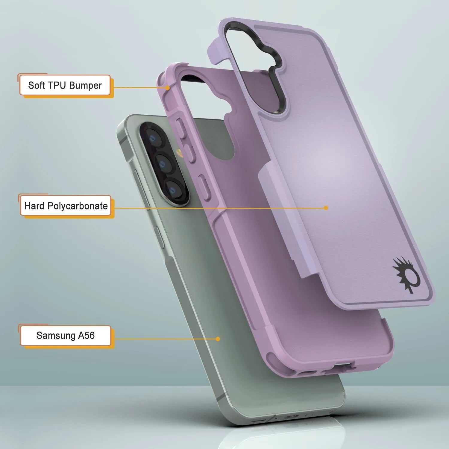 PunkCase Galaxy A56 Case, [Spartan 2.0 Series] Clear Rugged Heavy Duty Cover [Lilac]