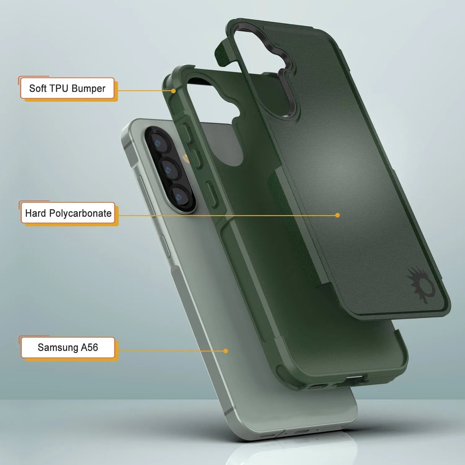 PunkCase Galaxy A56 Case, [Spartan 2.0 Series] Clear Rugged Heavy Duty Cover [Dark Green]