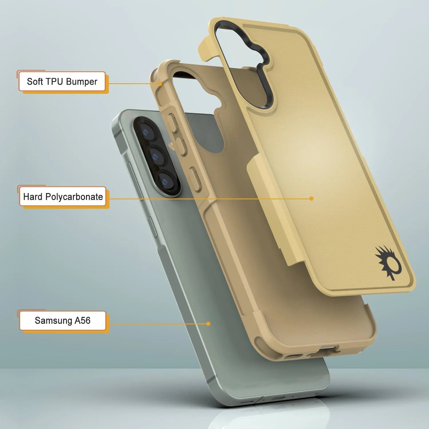 PunkCase Galaxy A56 Case, [Spartan 2.0 Series] Clear Rugged Heavy Duty Cover [Yellow]