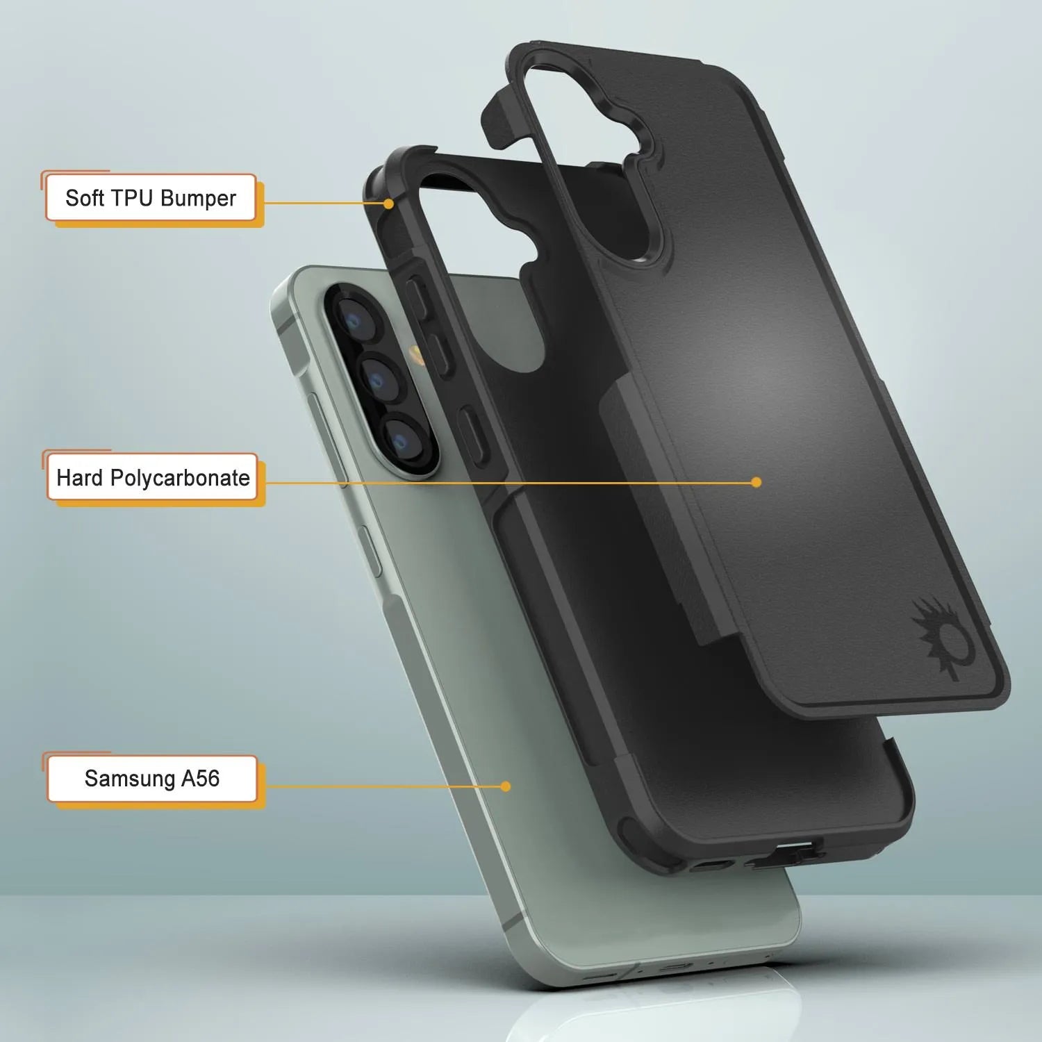 PunkCase Galaxy A56 Case, [Spartan 2.0 Series] Clear Rugged Heavy Duty Cover [Black]