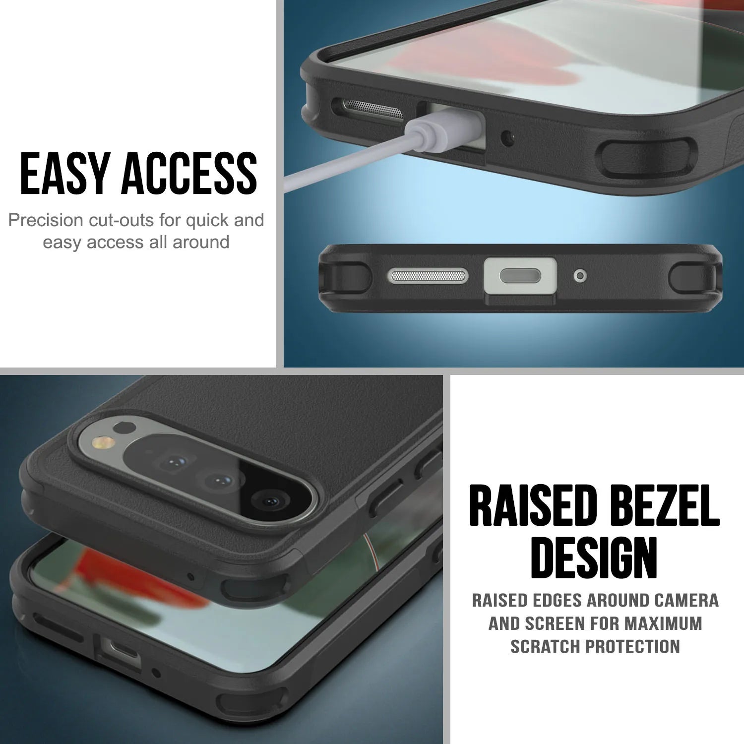 PunkCase Google Pixel 9 Pro Case, [Spartan 2.0 Series] Clear Rugged Heavy Duty Cover W/Built in Screen Protector [Pink]