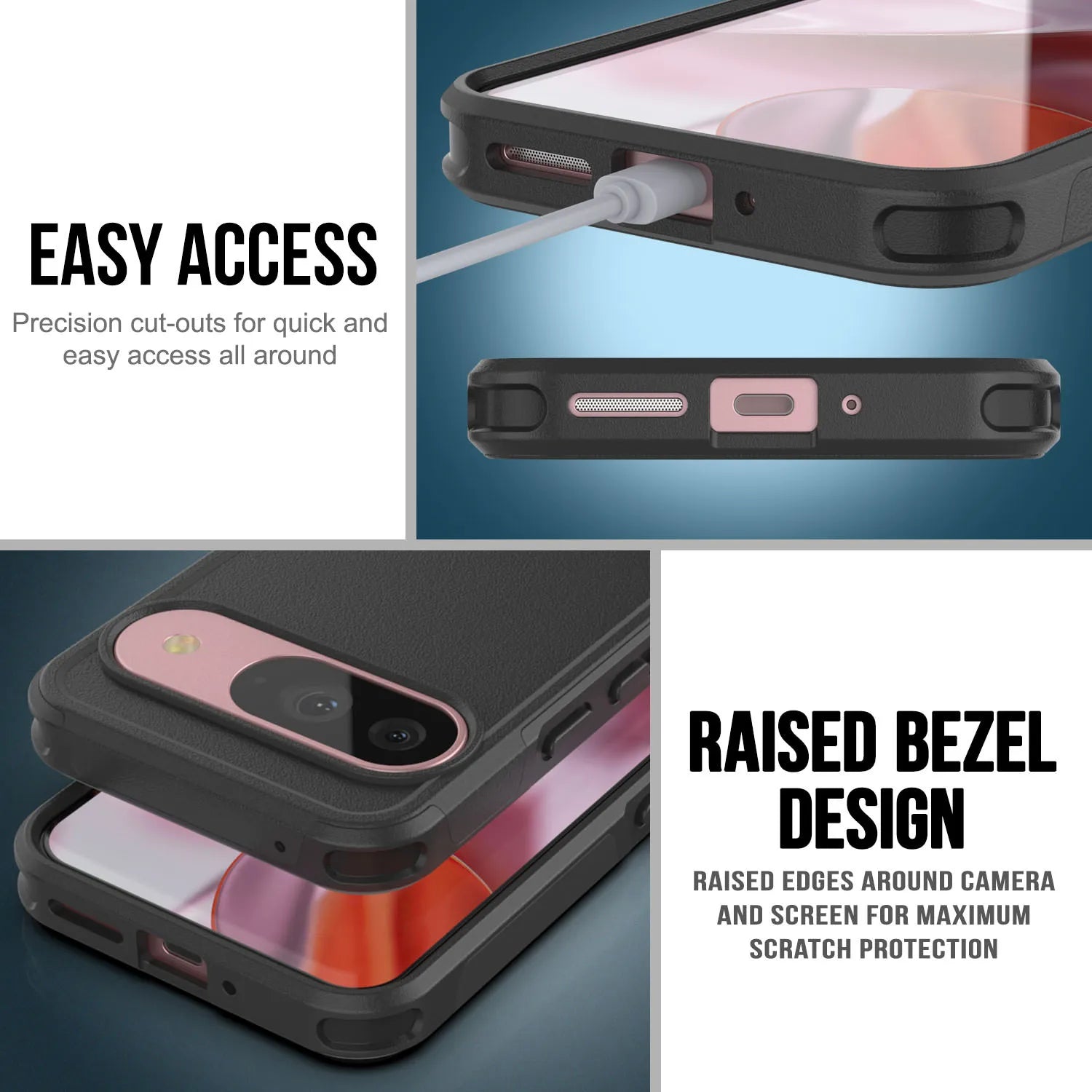 PunkCase Google Pixel 9 Case, [Spartan 2.0 Series] Clear Rugged Heavy Duty Cover W/Built in Screen Protector [Magenta]