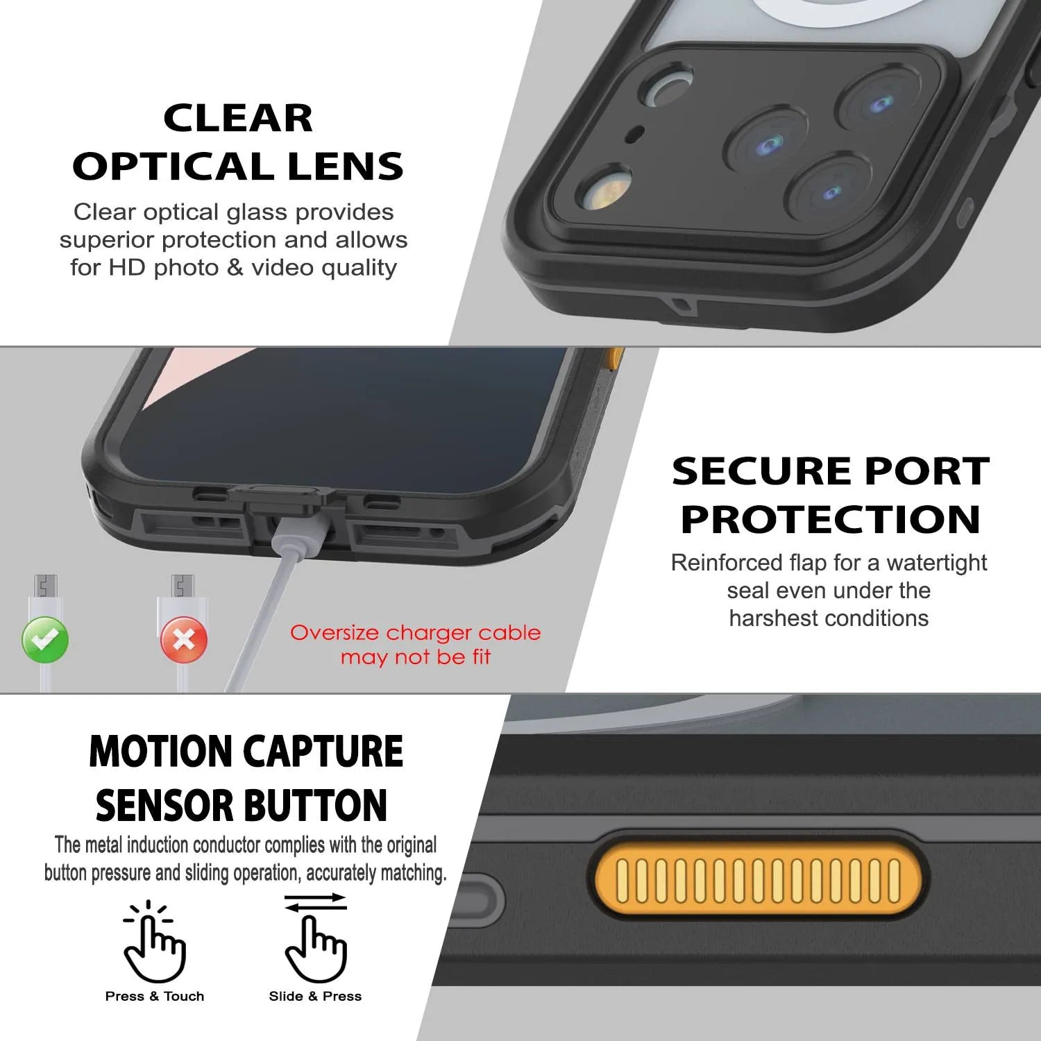 iPhone 17 Pro Waterproof IP68 Case, Punkcase [Clear] [StudStar Series] [Slim Fit] [Dirtproof]