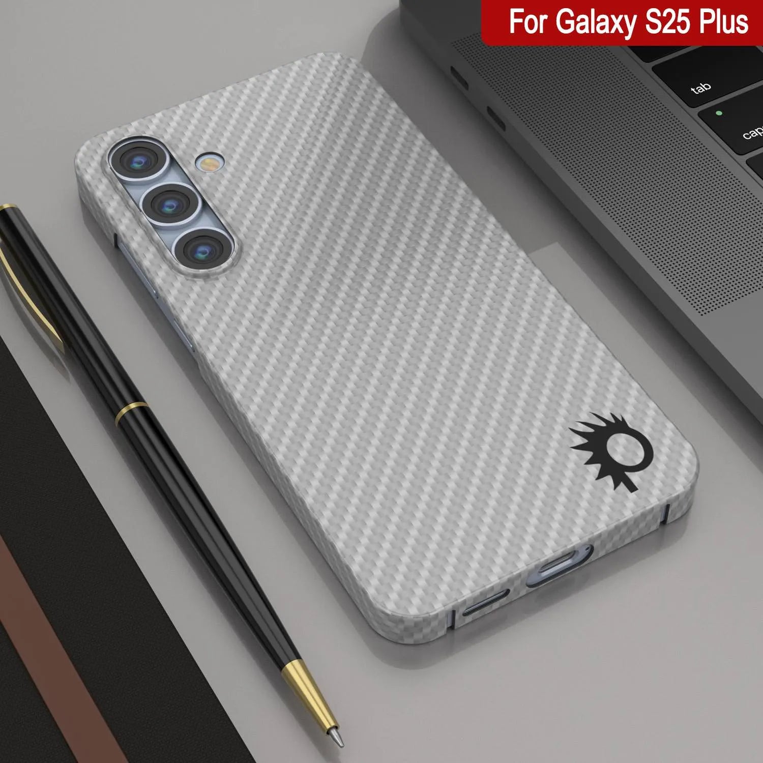 Punkcase Galaxy S25 Plus Carbon Fiber Case [AramidShield Series] Ultra Slim & Light Kevlar [White]
