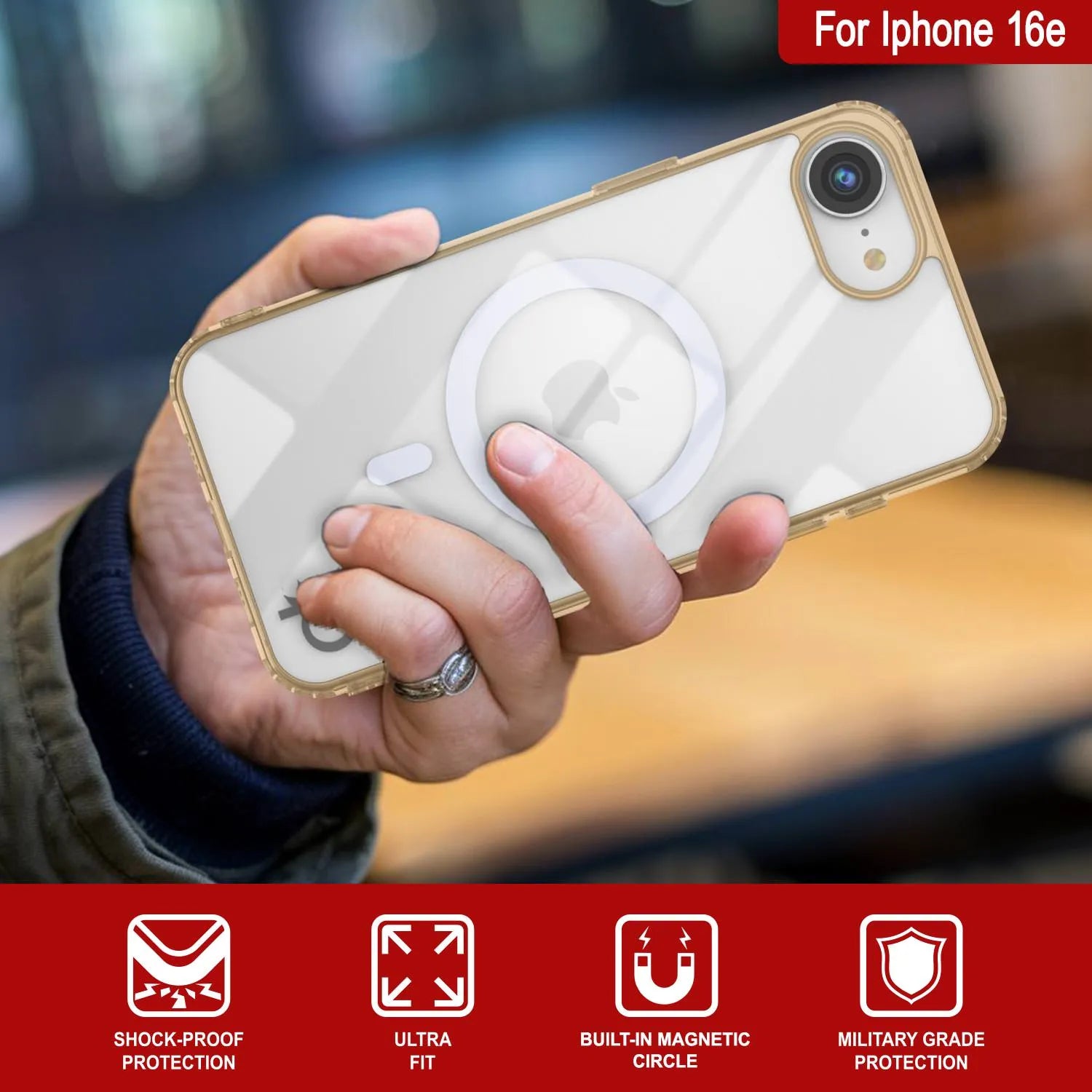 Punkcase iPhone 16e Magnetic Wireless Charging Case [ClearMag Series][Gold]