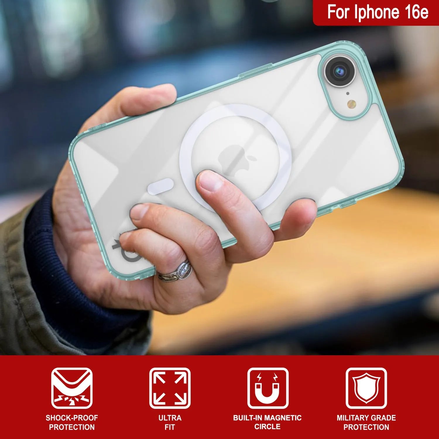 Punkcase iPhone 16e Magnetic Wireless Charging Case [ClearMag Series][Teal]