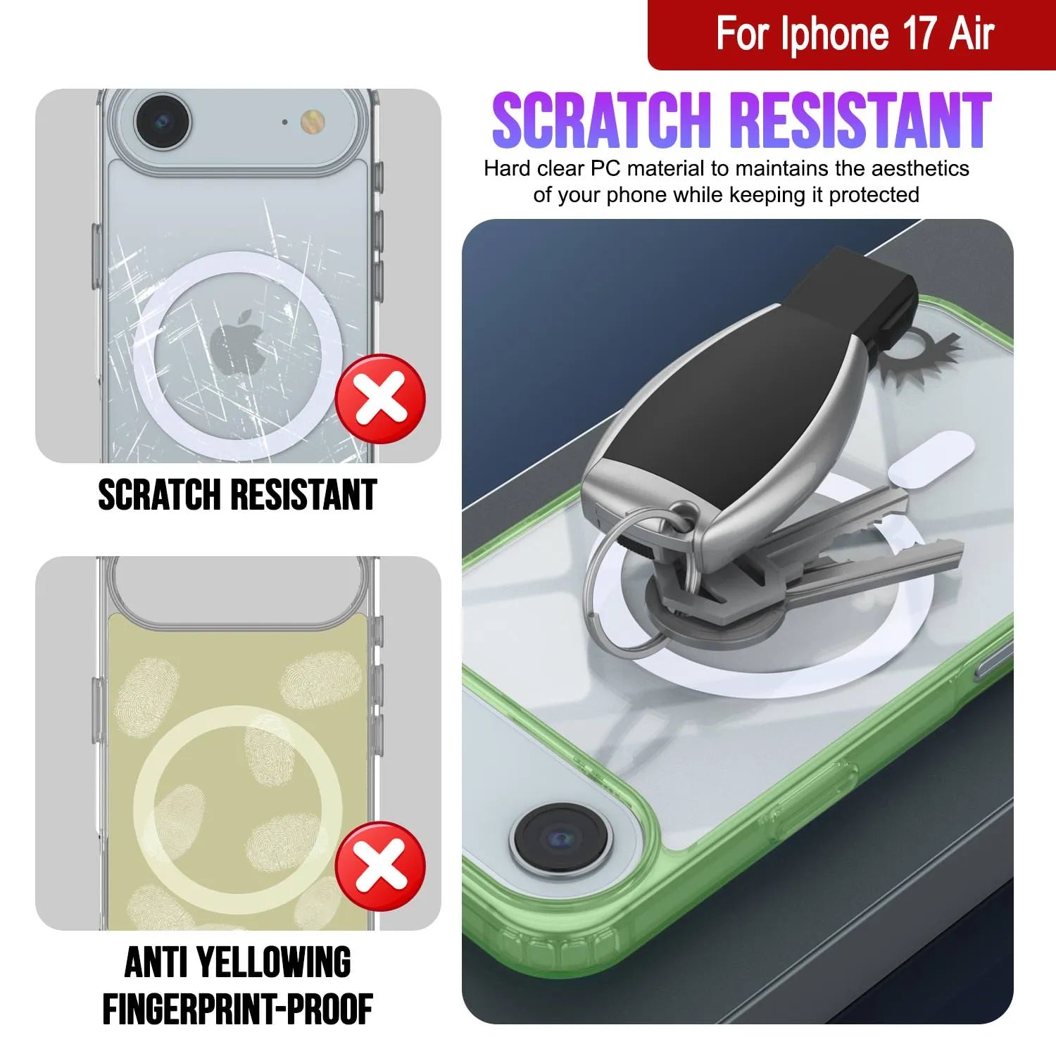 Punkcase iPhone 17 Air Magnetic Wireless Charging Case [ClearMag Series][Green]