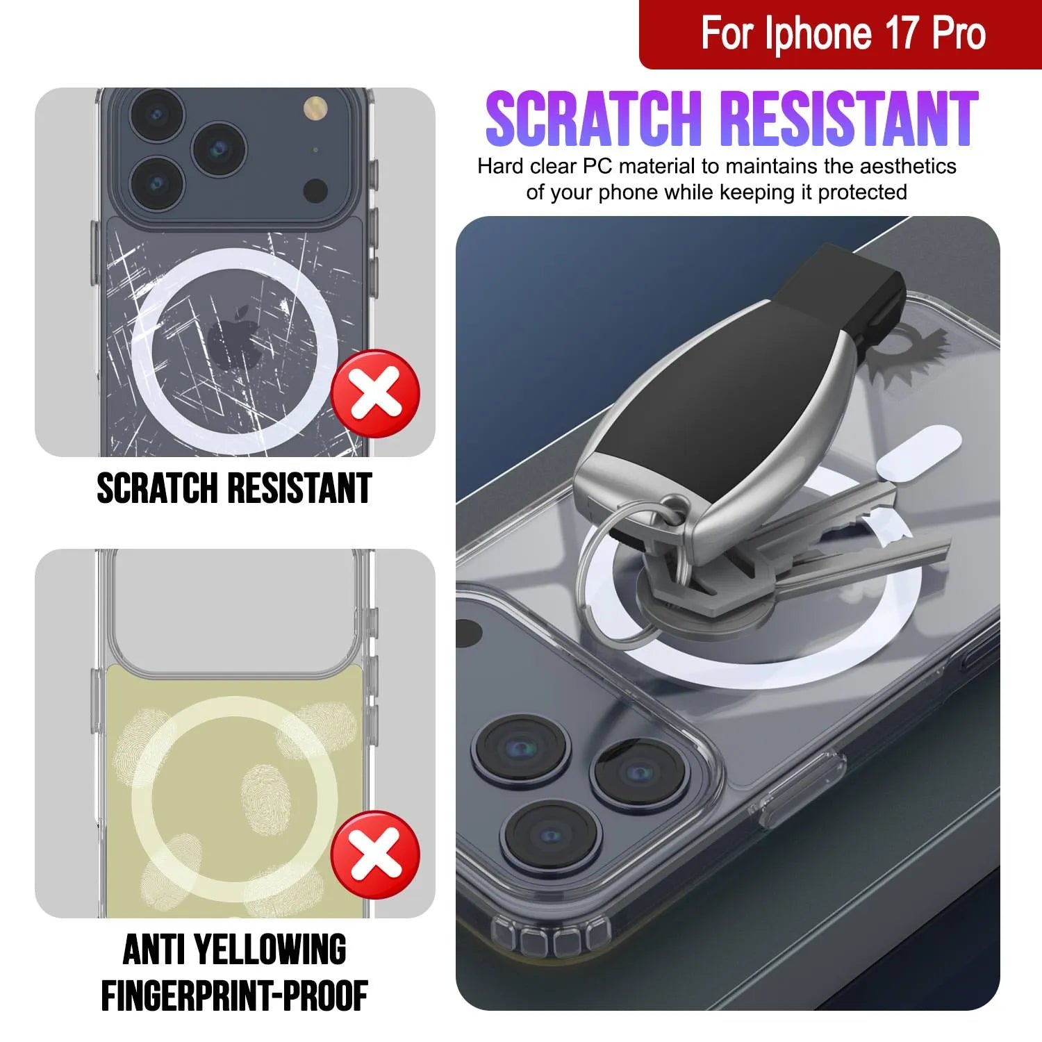 Punkcase iPhone 17 Pro Magnetic Wireless Charging Case [ClearMag Series][Clear]