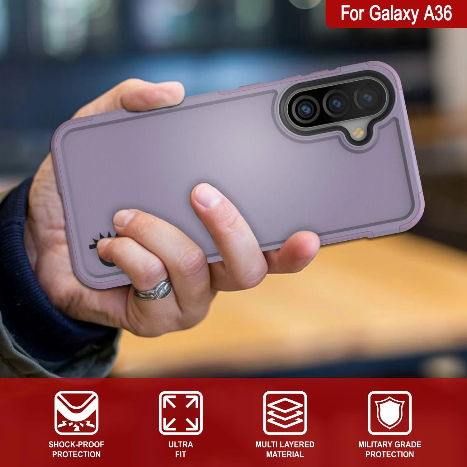 PunkCase Galaxy A36 Case, [Spartan 2.0 Series] Clear Rugged Heavy Duty Cover [Lilac]