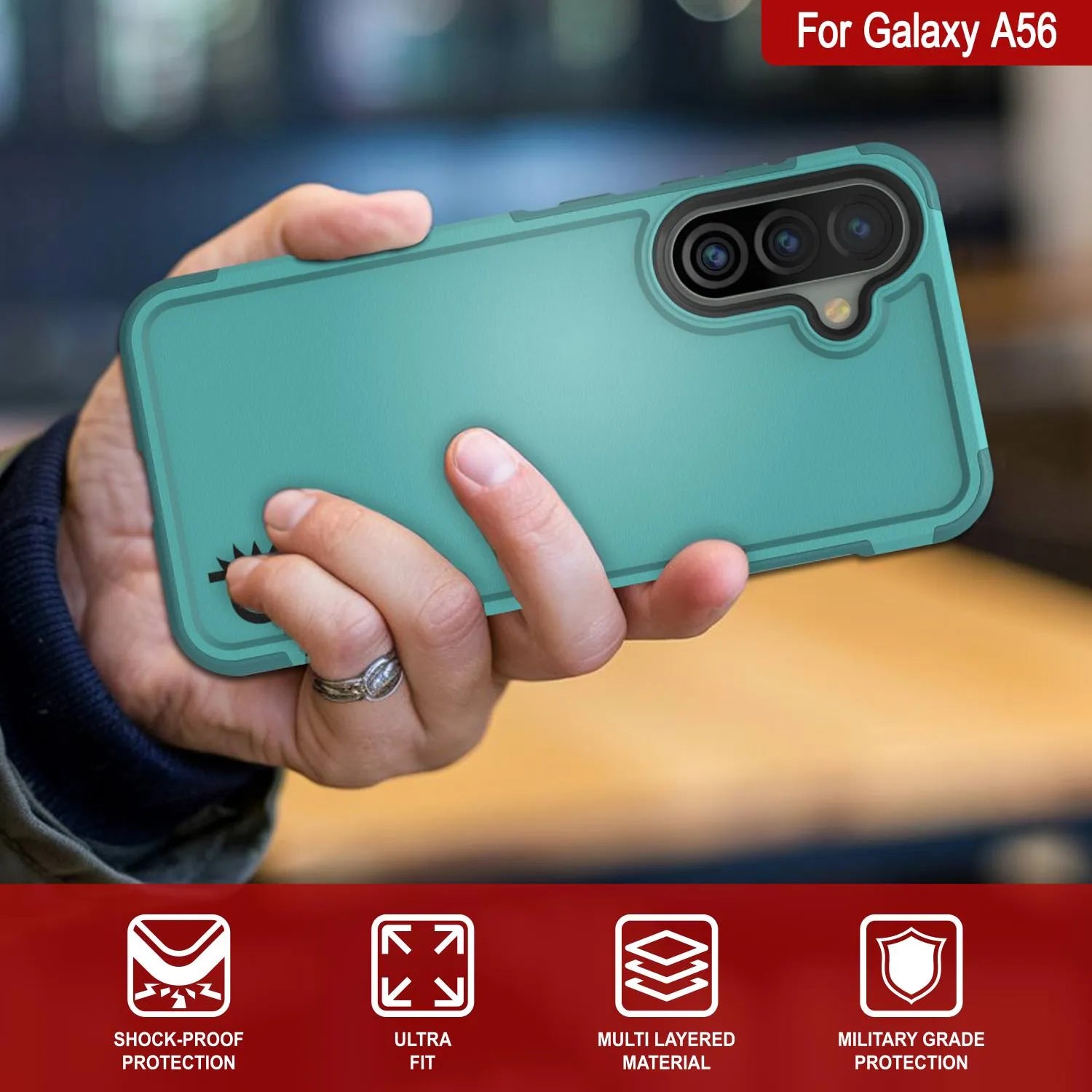 PunkCase Galaxy A56 Case, [Spartan 2.0 Series] Clear Rugged Heavy Duty Cover [Light Blue]