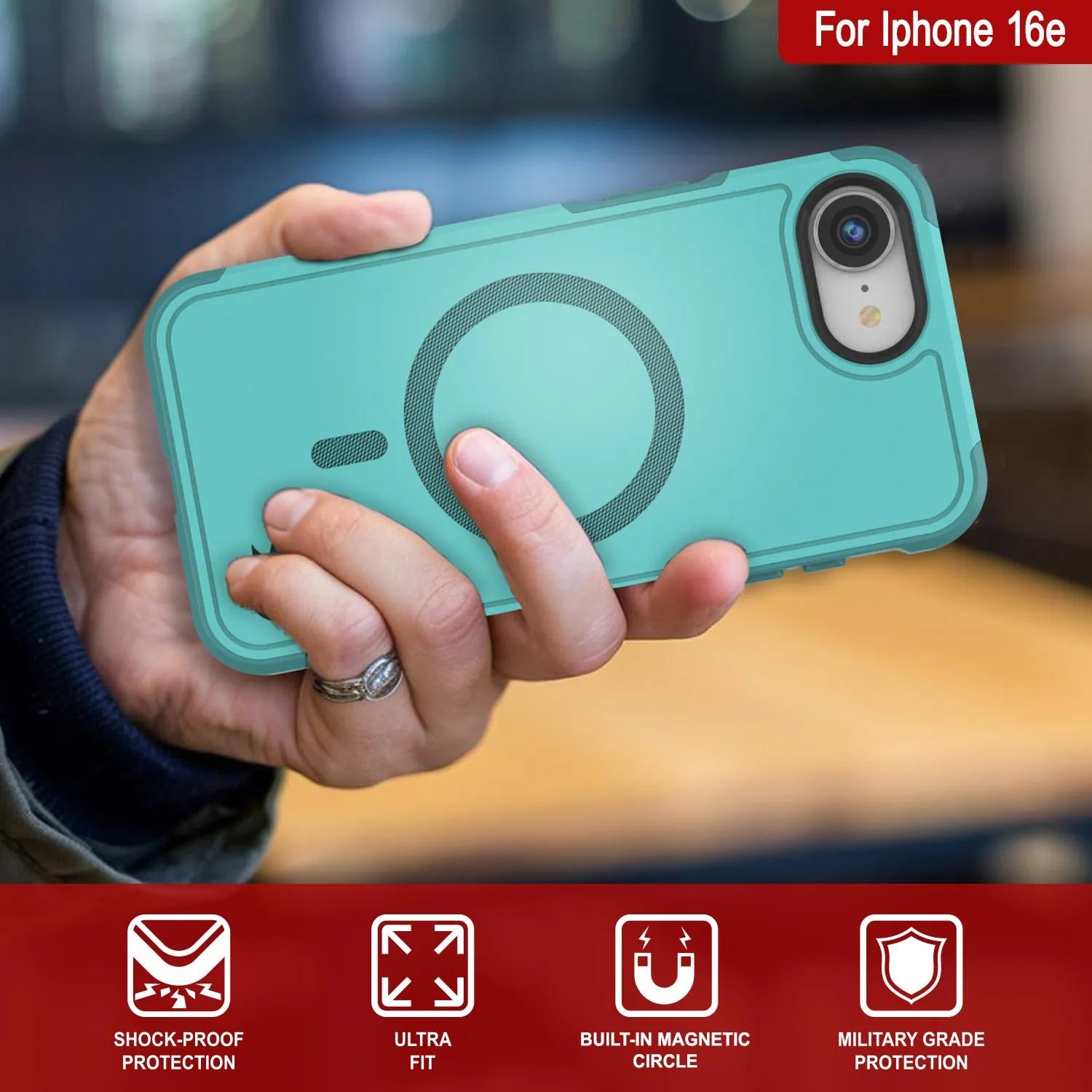 PunkCase iPhone 16e Case, [Spartan 2.0 Series] Clear Rugged Heavy Duty Cover W/Built in Screen Protector [Blue]