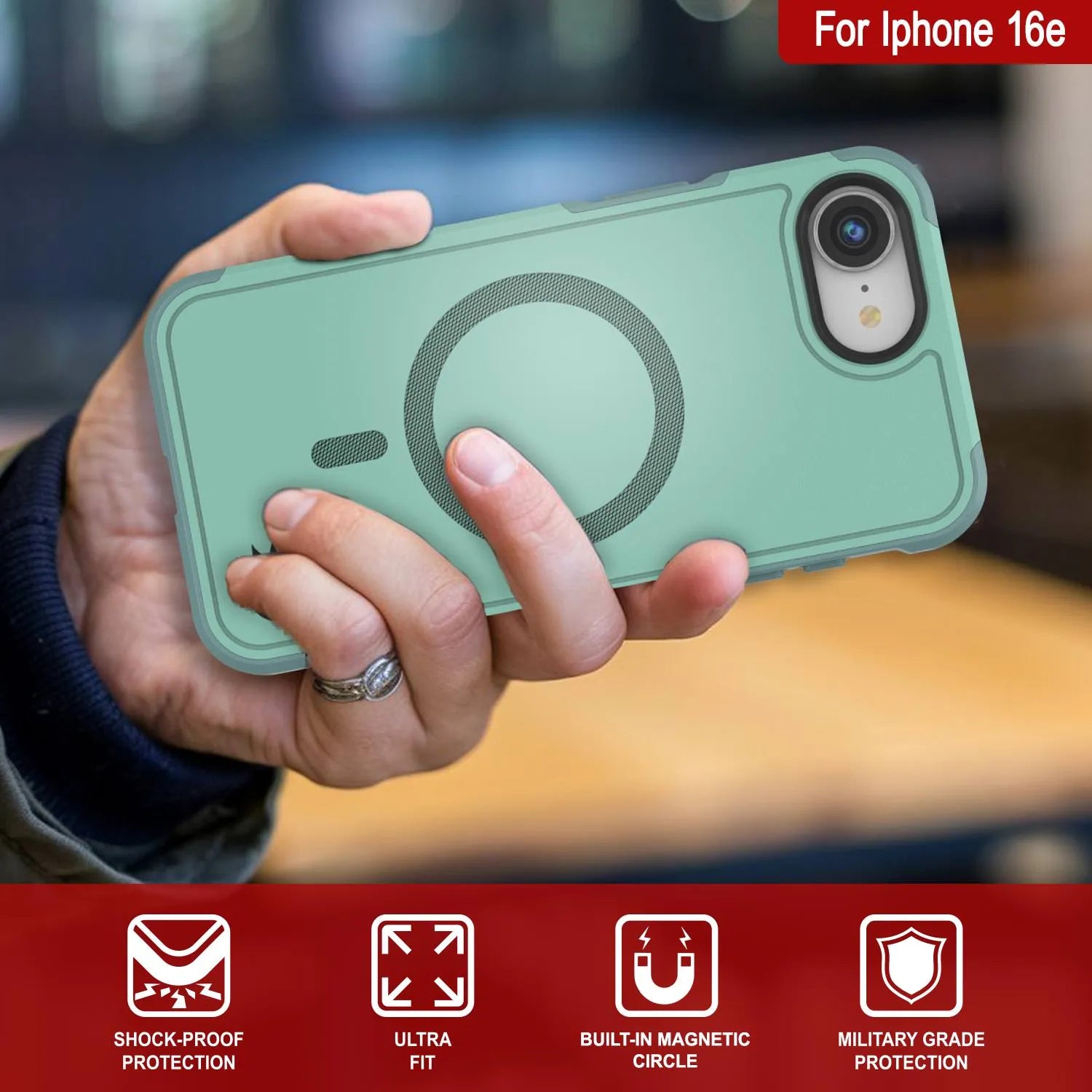 PunkCase iPhone 16e Case, [Spartan 2.0 Series] Clear Rugged Heavy Duty Cover W/Built in Screen Protector [teal]