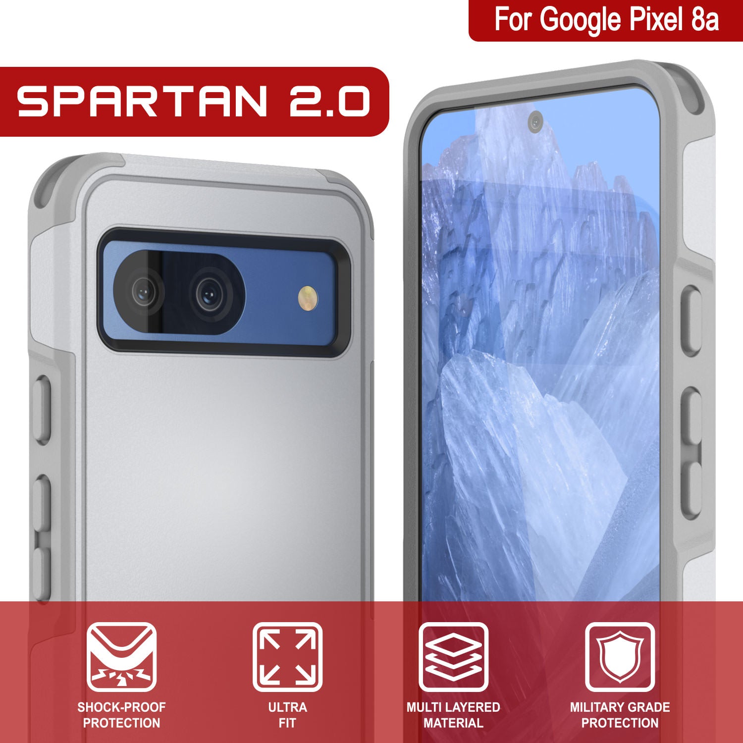 PunkCase Google Pixel 9 Pro XL Case, [Spartan 2.0 Series] Clear Rugged Heavy Duty Cover W/Built in Screen Protector [White]