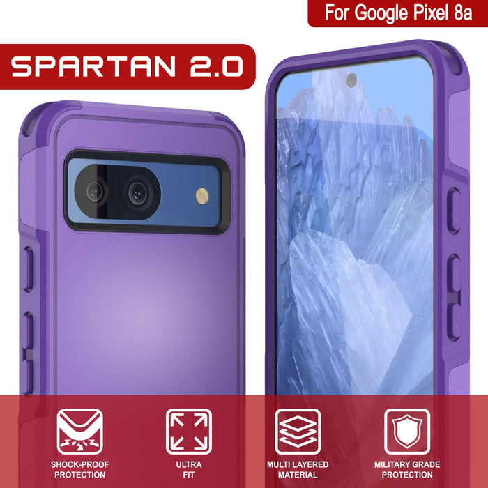 PunkCase Google Pixel 9 Pro Case, [Spartan 2.0 Series] Clear Rugged Heavy Duty Cover W/Built in Screen Protector [Purple]