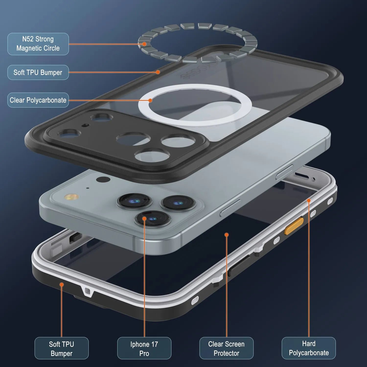 iPhone 17 Pro Waterproof IP68 Case, Punkcase [White] [StudStar Series] [Slim Fit] [Dirtproof]