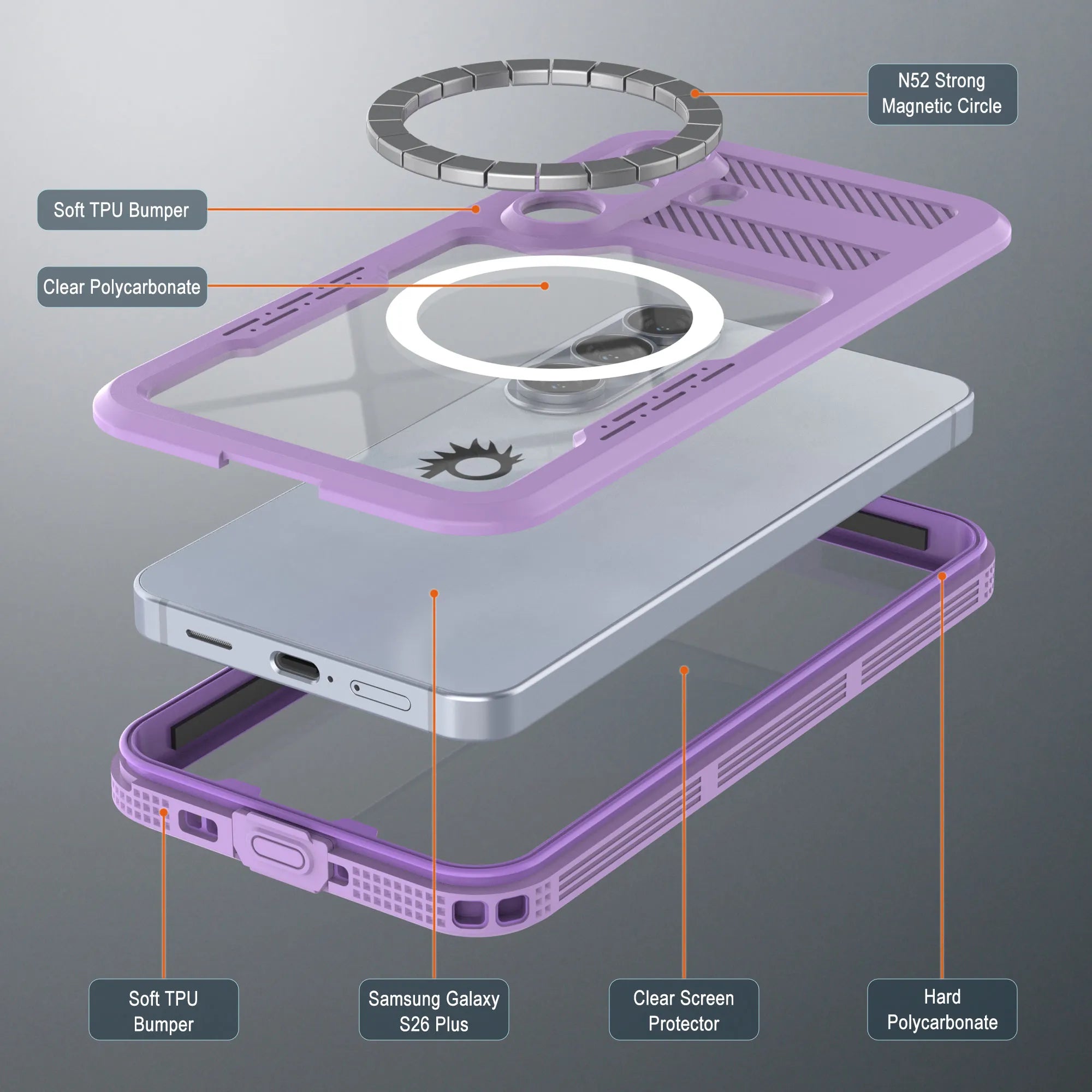 Galaxy S26+ Plus Waterproof Case [Alpine 2.0 Series] [Slim Fit] [IP68 Certified] [Shockproof] [Lilac]