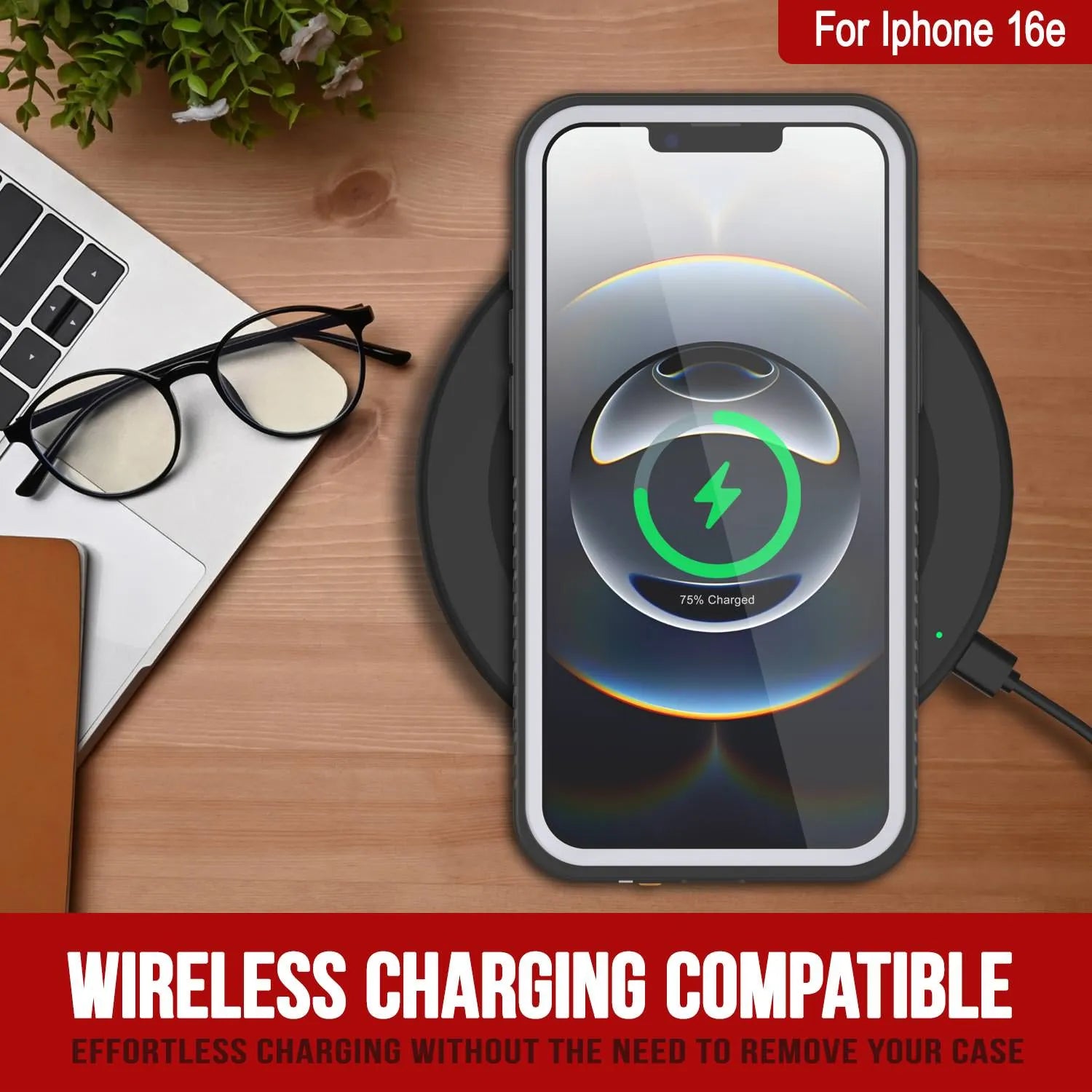 iPhone 16e Waterproof Case, Punkcase [Extreme Series] Armor Cover W/ Built In Screen Protector [White]