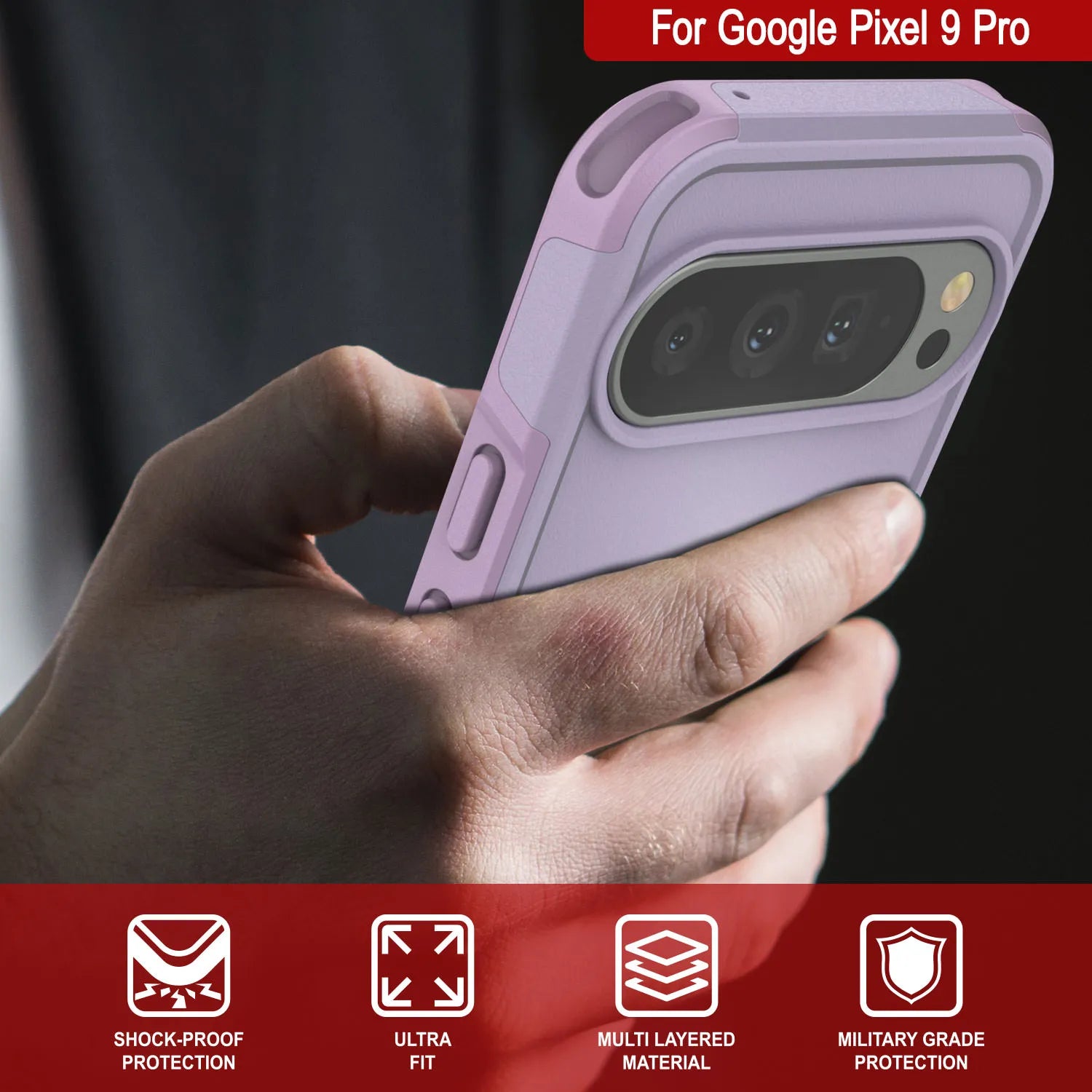 PunkCase Google Pixel 9 Pro Case, [Spartan 2.0 Series] Clear Rugged Heavy Duty Cover W/Built in Screen Protector [Magenta]