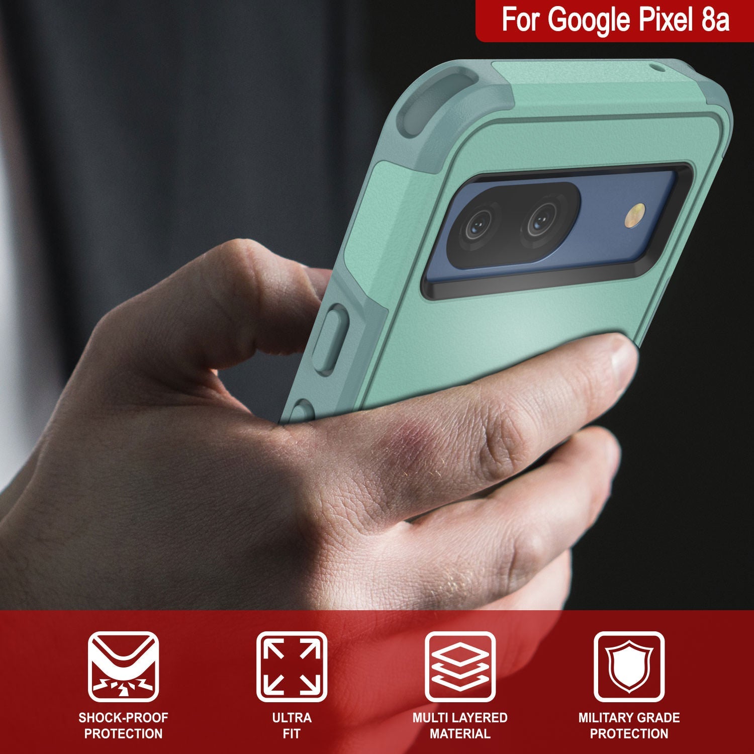 PunkCase Google Pixel 9 Pro XL Case, [Spartan 2.0 Series] Clear Rugged Heavy Duty Cover W/Built in Screen Protector [Teal]