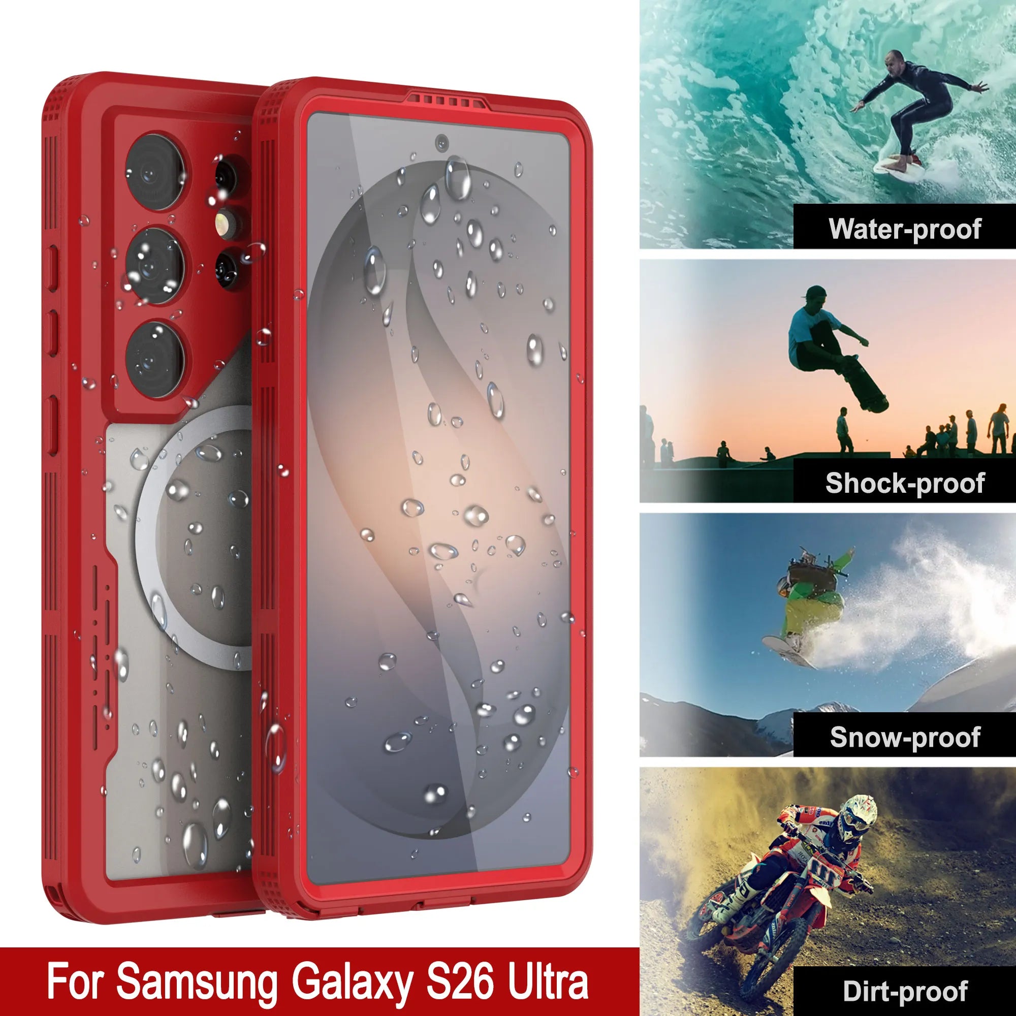 Galaxy S26 Ultra Waterproof Case [Alpine 2.0 Series] [Slim Fit] [IP68 Certified] [Shockproof] [Red]