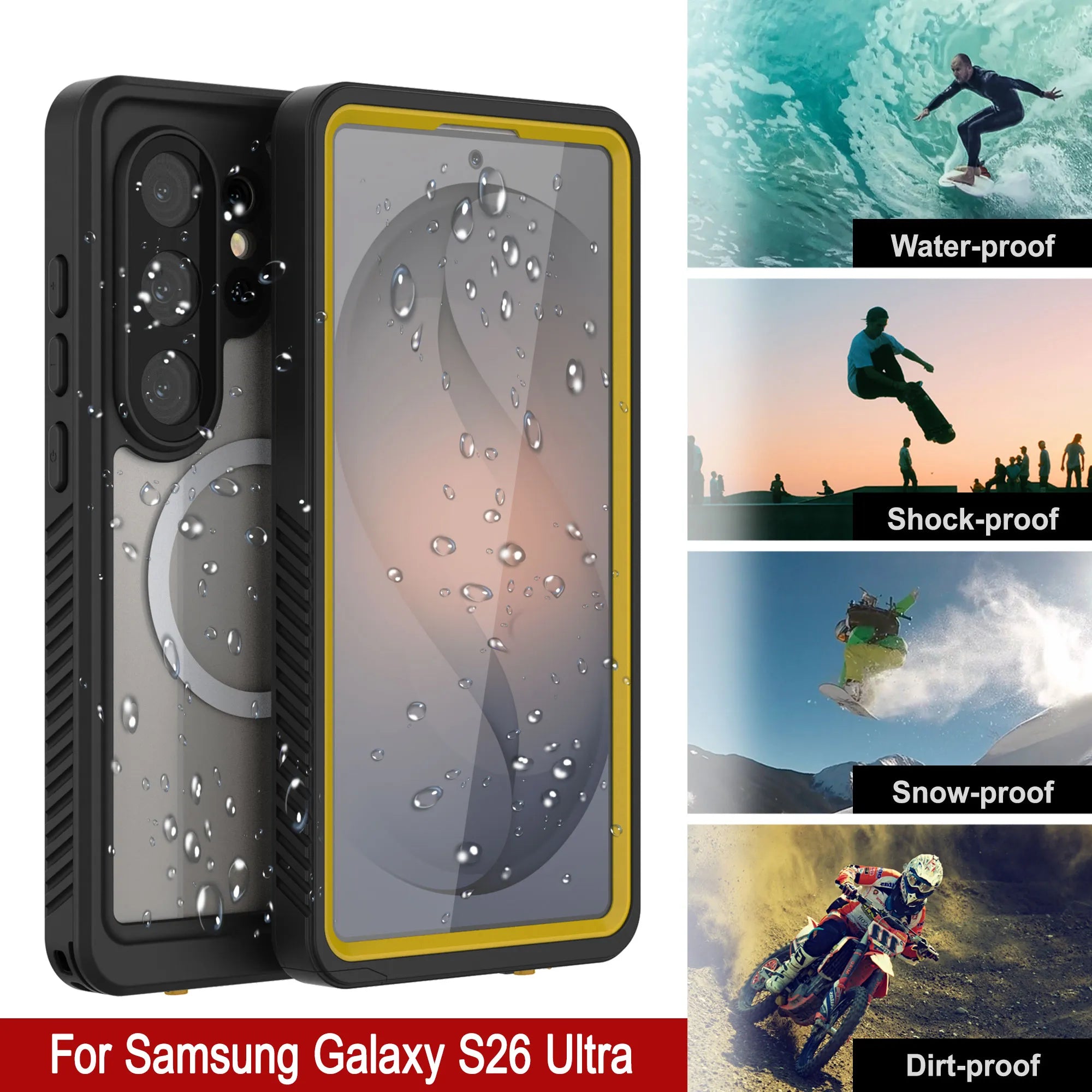 Galaxy S26 Ultra Waterproof Case, Punkcase [Extreme Mag Series] Armor Cover W/ Built In Screen Protector [Yellow]