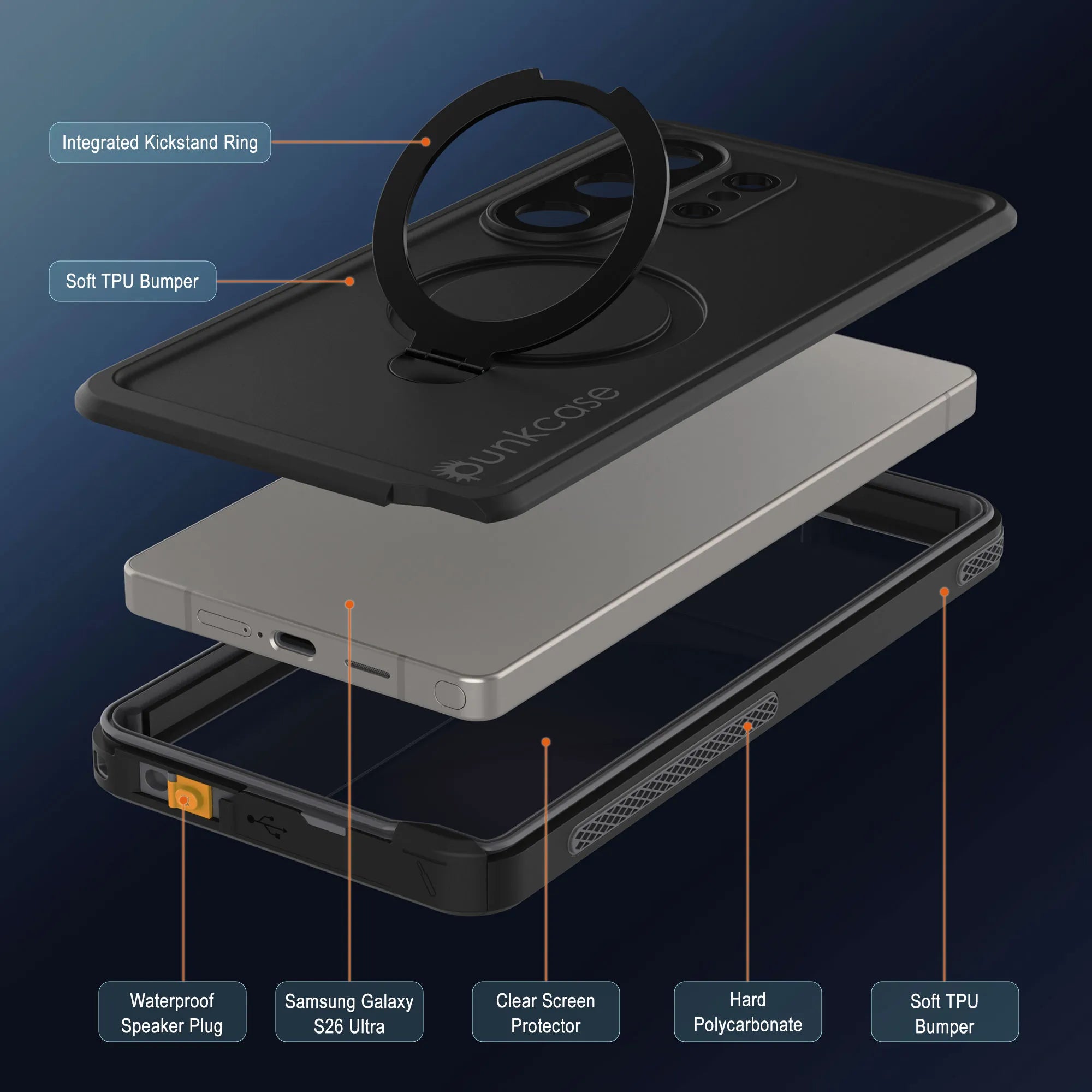 Galaxy S26 Ultra Waterproof Case [Kickstud 2.0 Series] Protective IP68 Cover W/Screen Protector & Kickstand [Grey]