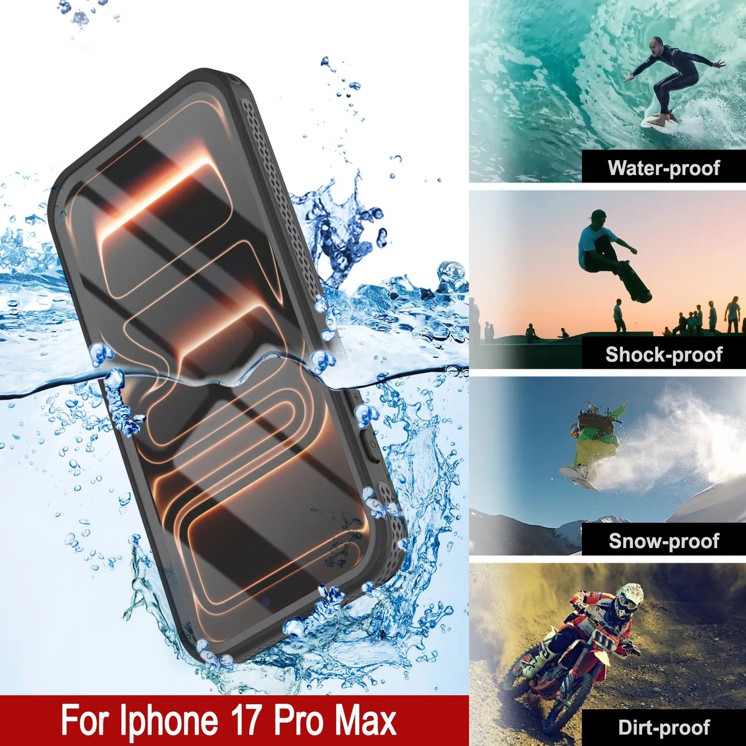 iPhone 17 Pro Max Waterproof Case [Kickstud 2.0 Series] Protective IP68 Cover W/Screen Protector & Kickstand [Grey]
