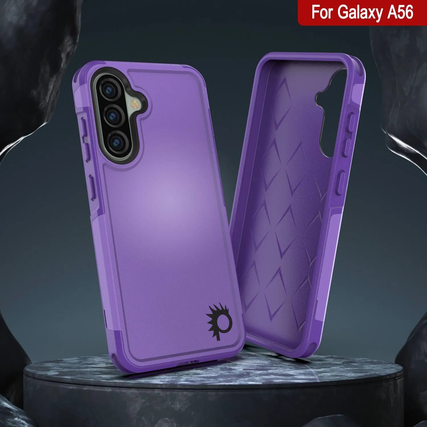 PunkCase Galaxy A56 Case, [Spartan 2.0 Series] Clear Rugged Heavy Duty Cover [Purple]