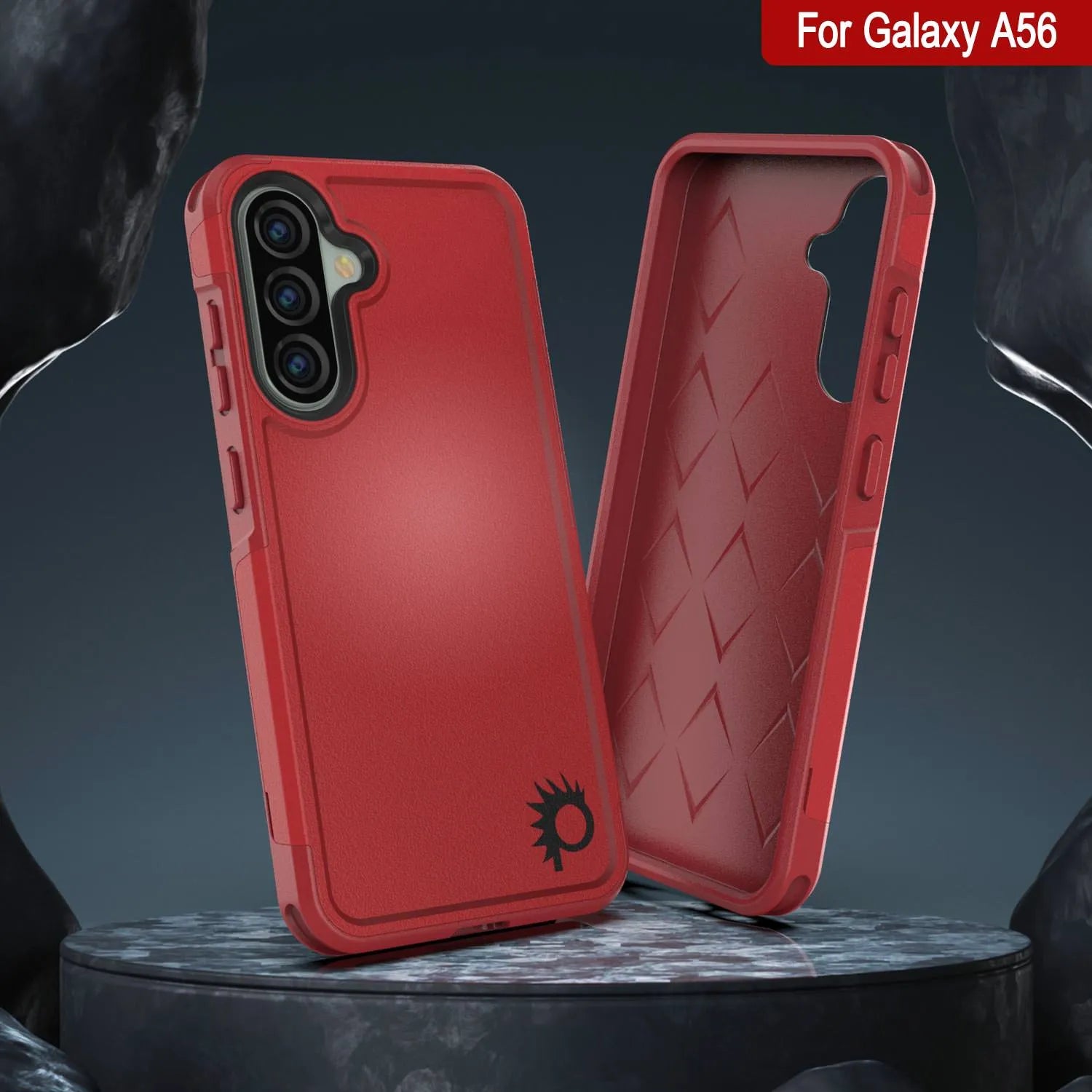 PunkCase Galaxy A56 Case, [Spartan 2.0 Series] Clear Rugged Heavy Duty Cover [Red]