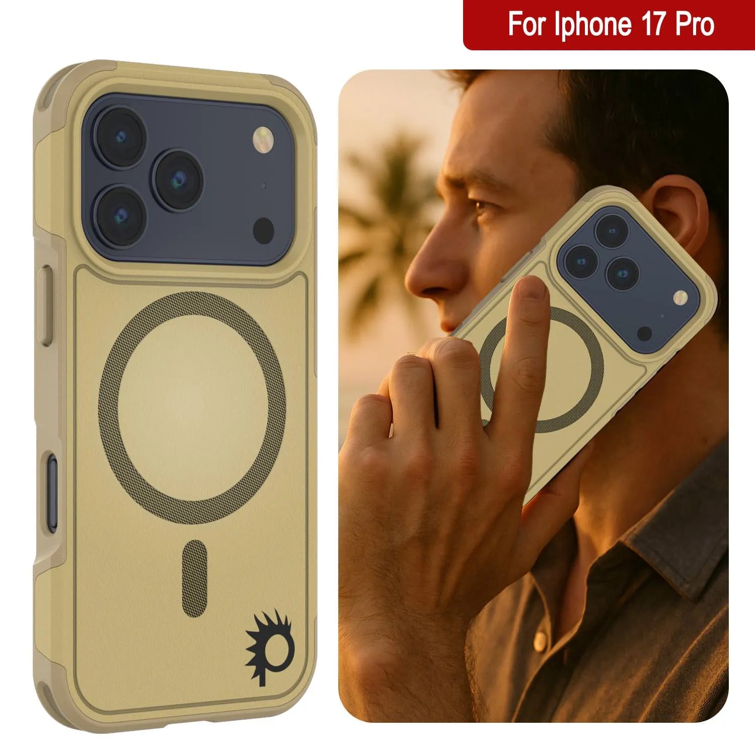 PunkCase iPhone 17 Pro Case, [Spartan 2.0 Series] Clear Rugged Heavy Duty Cover W/Built in Screen Protector [yellow]