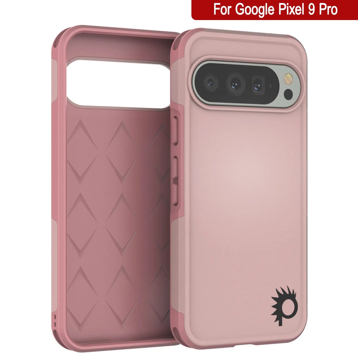 PunkCase Google Pixel 9 Pro Case, [Spartan 2.0 Series] Clear Rugged Heavy Duty Cover W/Built in Screen Protector [Pink]