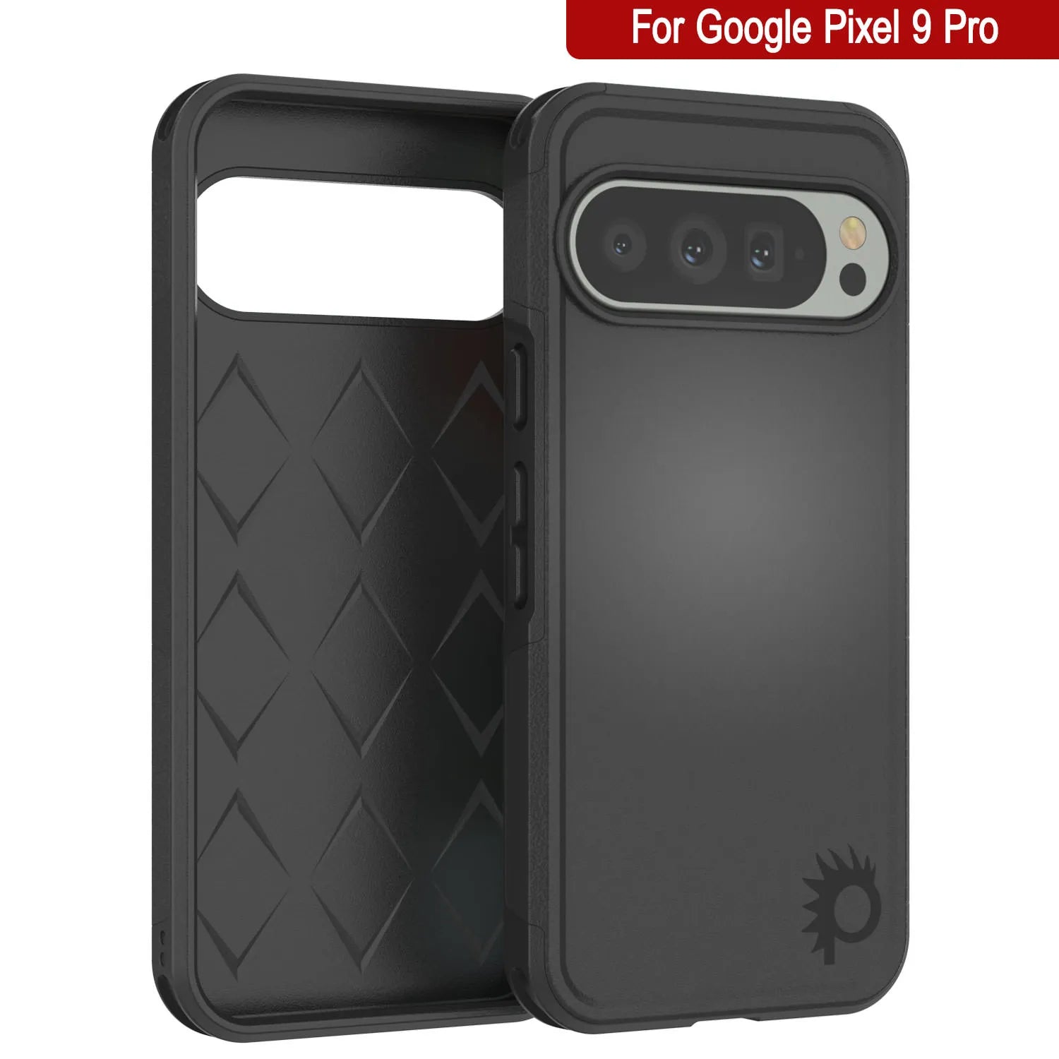 PunkCase Google Pixel 9 Pro Case, [Spartan 2.0 Series] Clear Rugged Heavy Duty Cover W/Built in Screen Protector [Black]