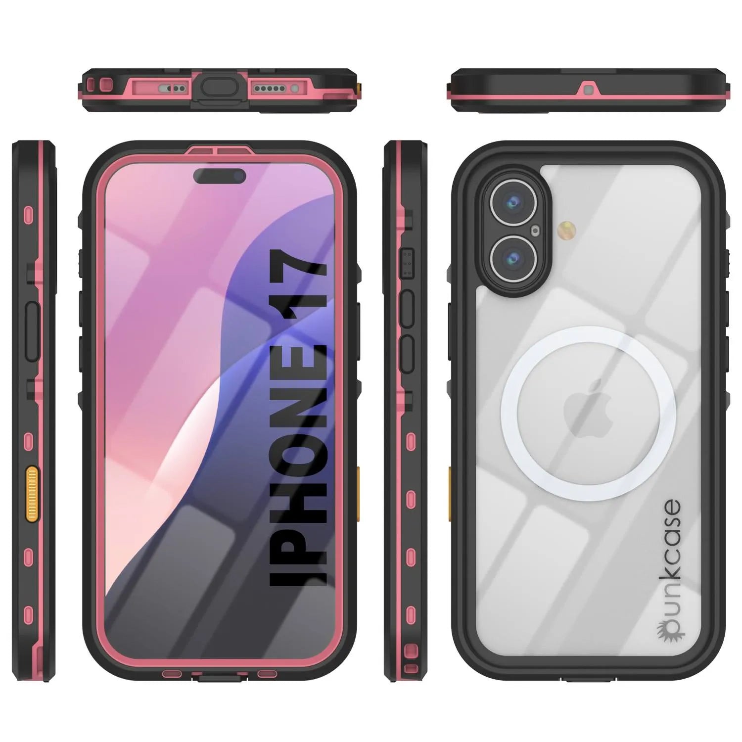 iPhone 17 Waterproof IP68 Case, Punkcase [Pink] [StudStar Series] [Slim Fit] [Dirtproof]