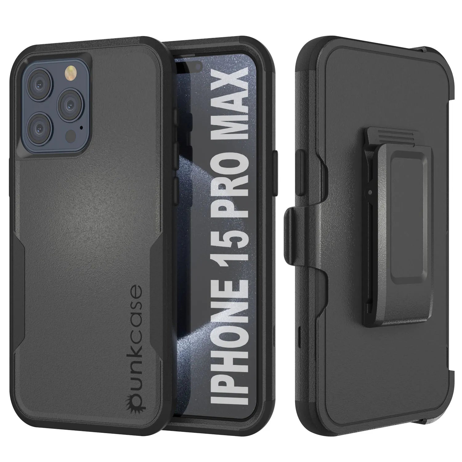 Punkcase for iPhone 15 Pro Max Belt Clip Multilayer Holster Case [Patron Series] [Black]