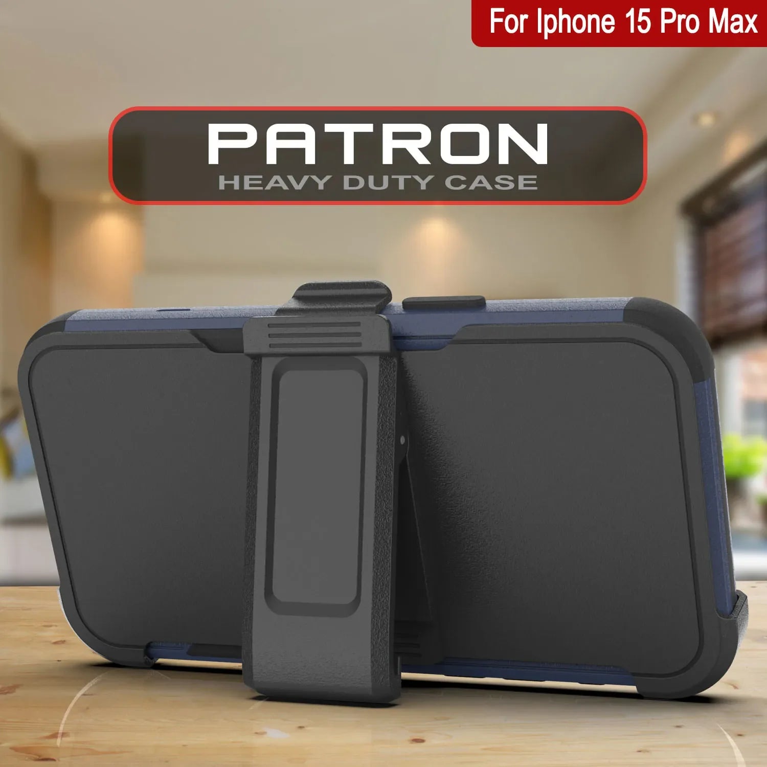 Punkcase for iPhone 15 Pro Max Belt Clip Multilayer Holster Case [Patron Series] [Navy Black]