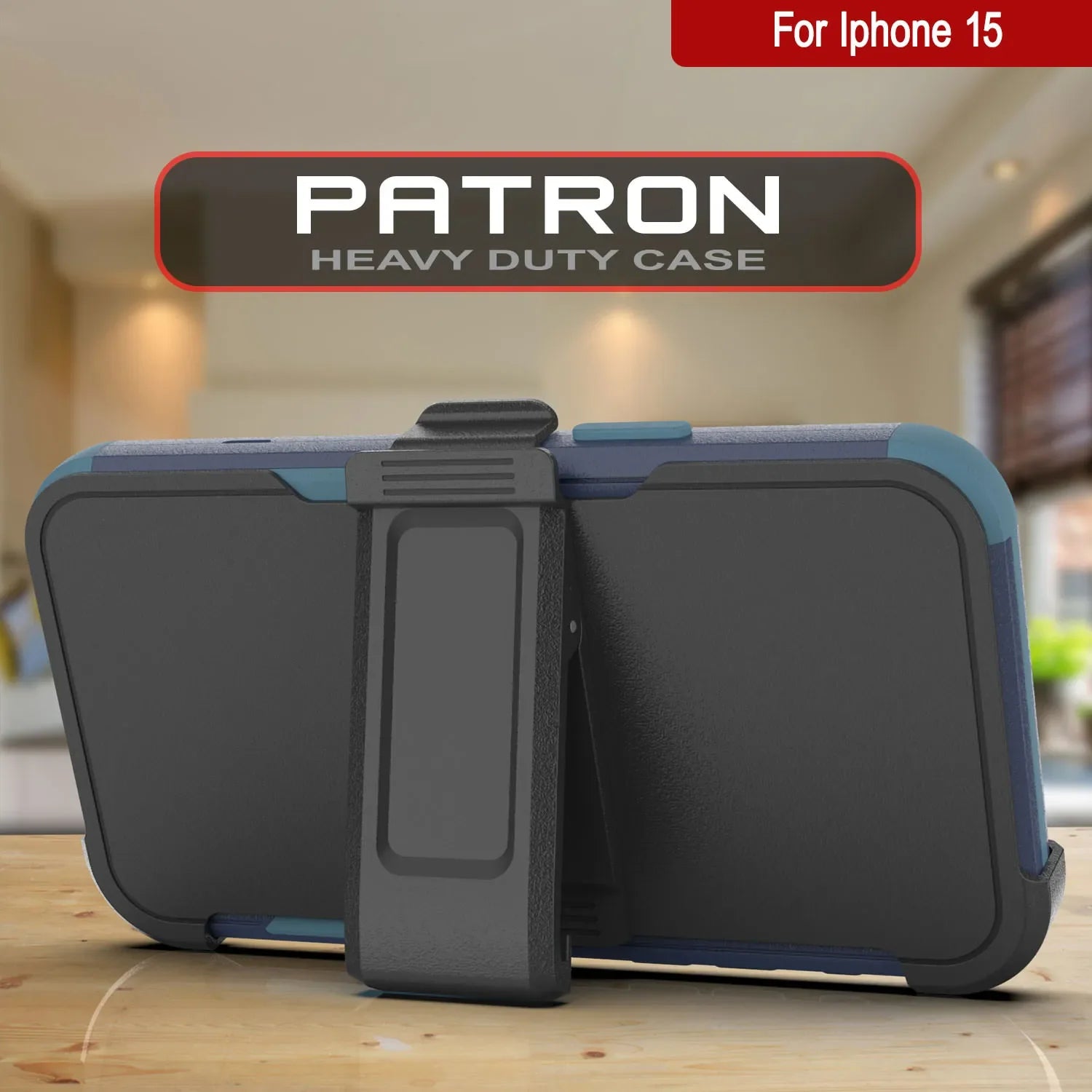 Punkcase for iPhone 15 Belt Clip Multilayer Holster Case [Patron Series] [Navy Blue]