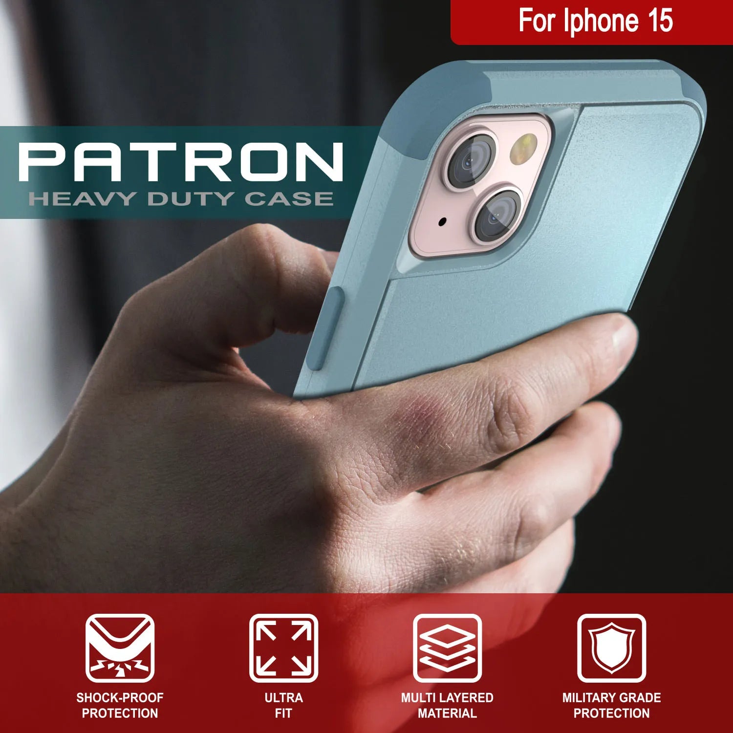 Punkcase for iPhone 15 Belt Clip Multilayer Holster Case [Patron Series] [Mint]