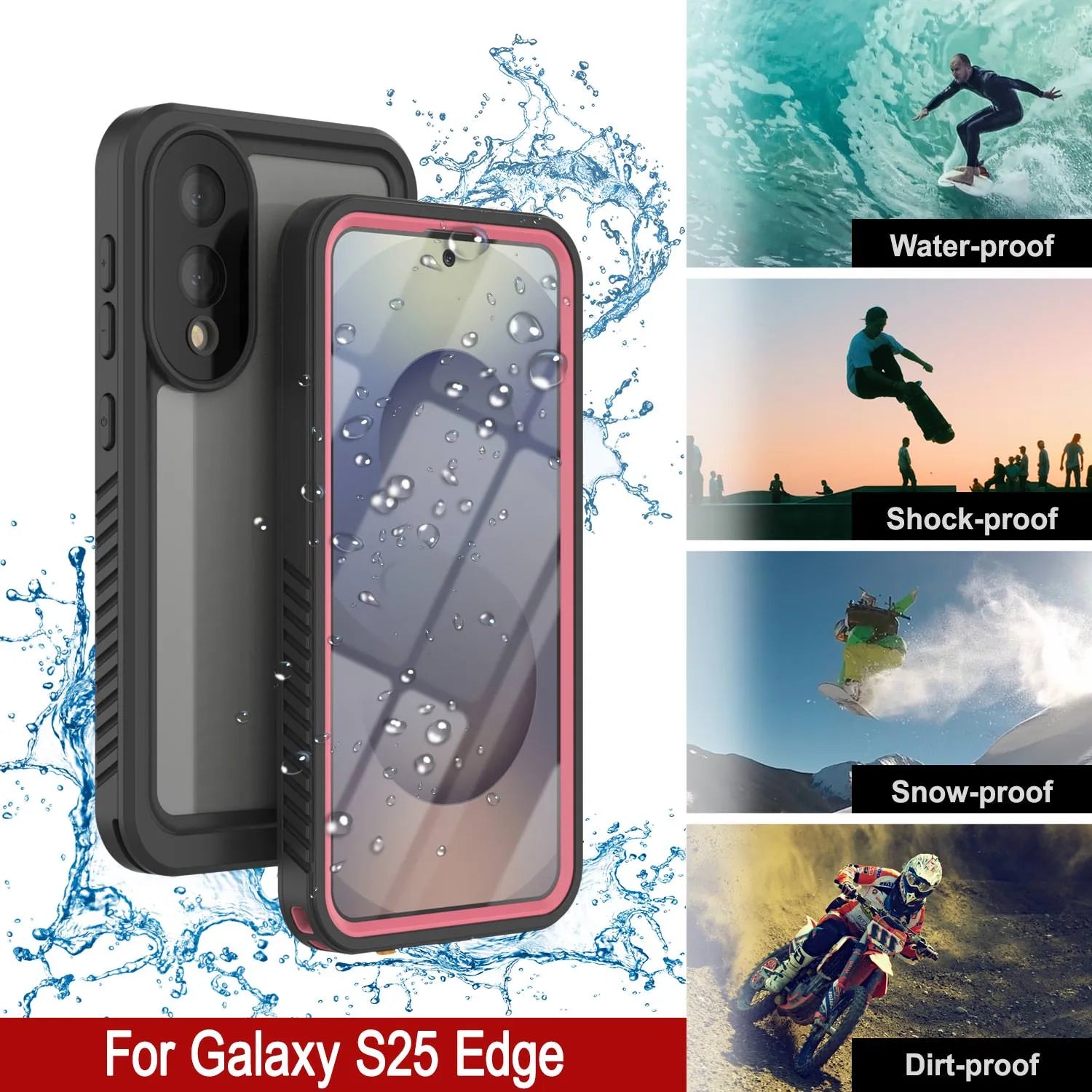Galaxy S25 Edge Water/ Shockproof [Extreme Series] With Screen Protector Case [Pink]