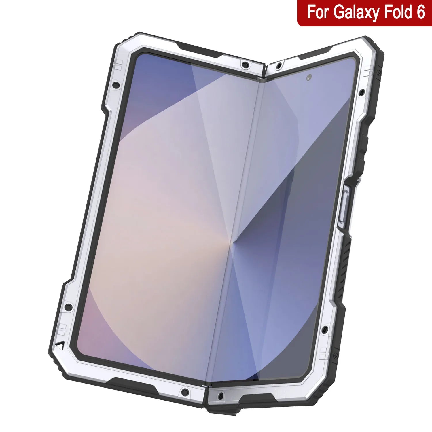 Galaxy Z Fold6 Metal Case, Heavy Duty Military Grade Armor Cover Full Body Hard [White]