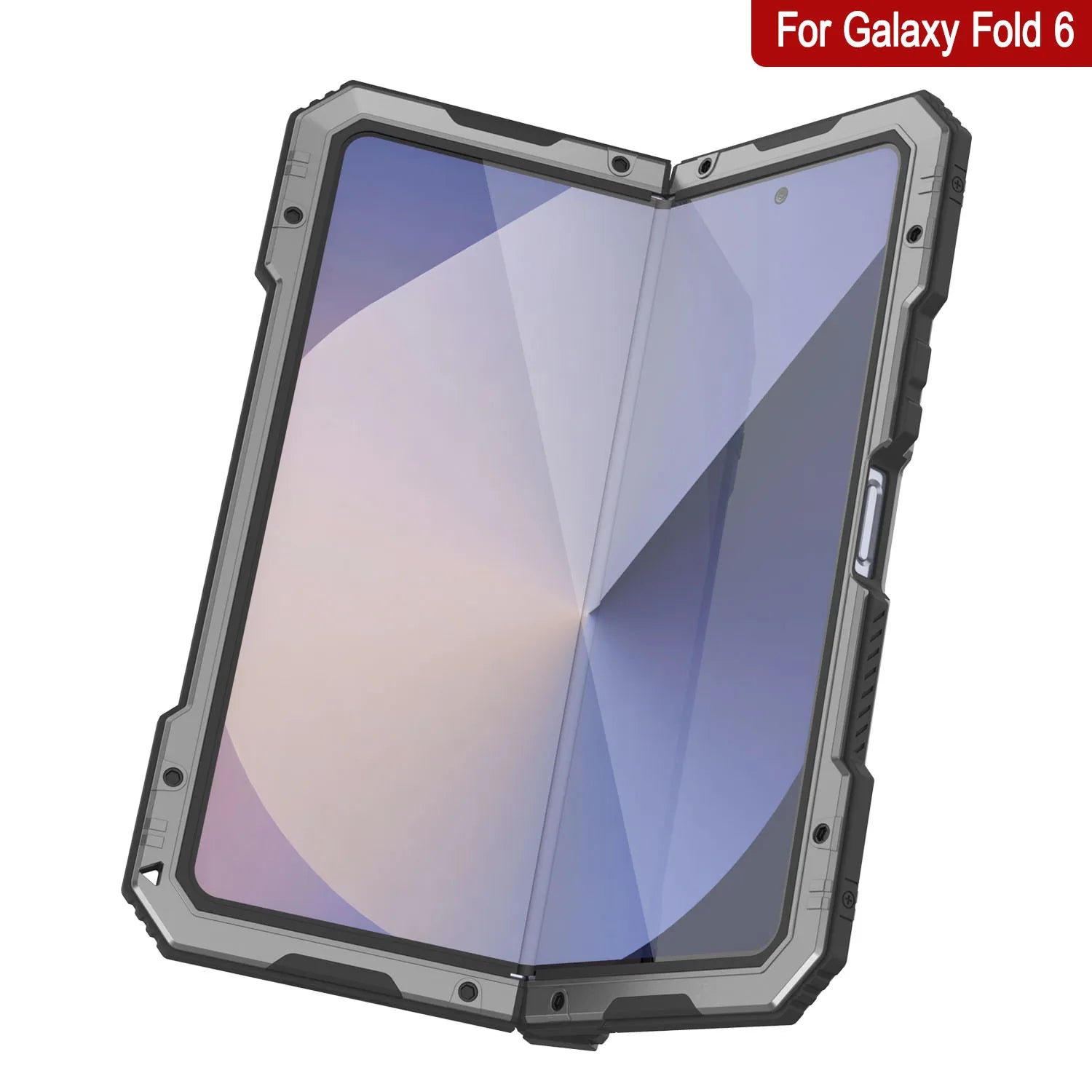 Galaxy Z Fold6 Metal Case, Heavy Duty Military Grade Armor Cover Full Body Hard [Silver]