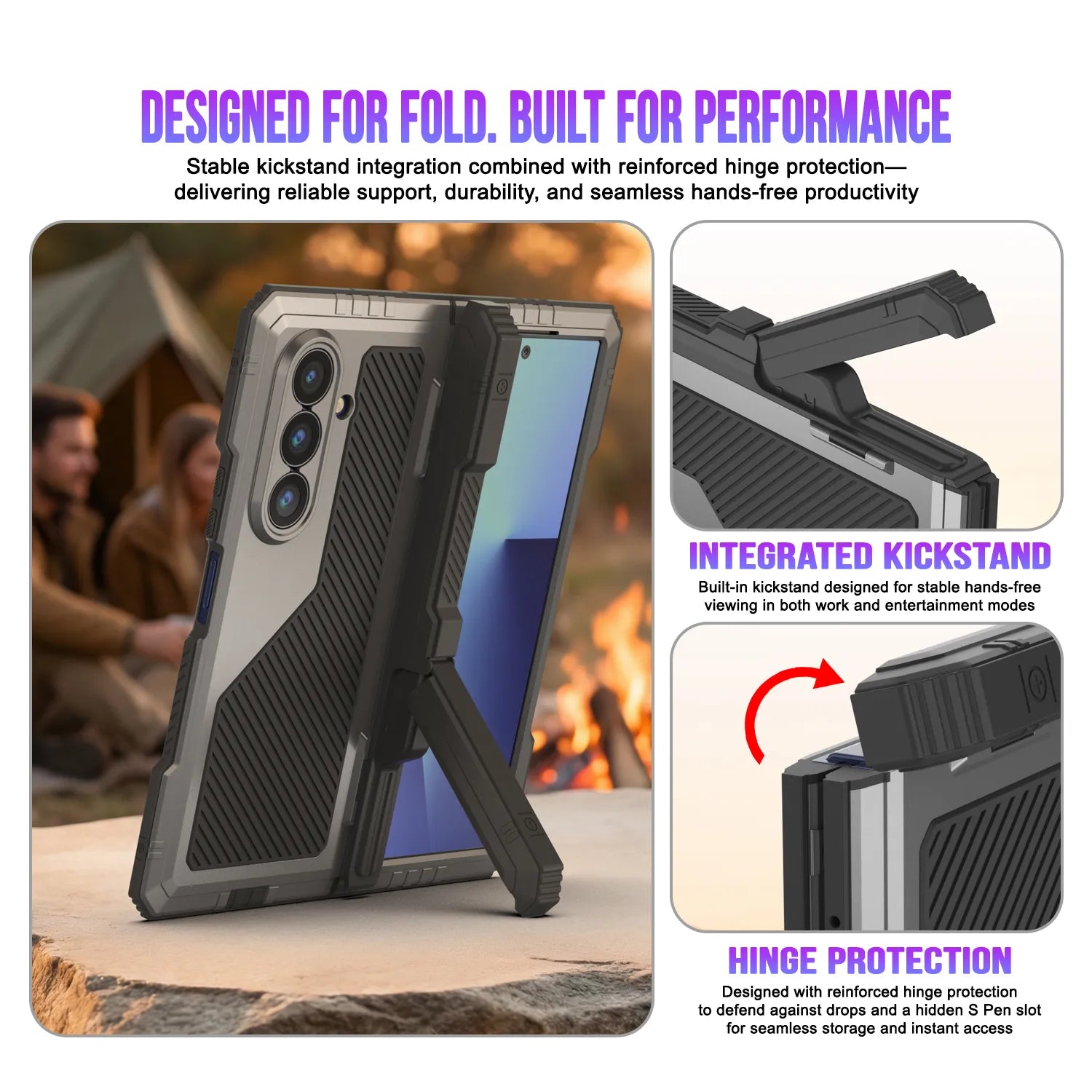 Galaxy Z Fold7 Metal Case, Heavy Duty Military Grade Armor Cover Full Body Hard [Silver]