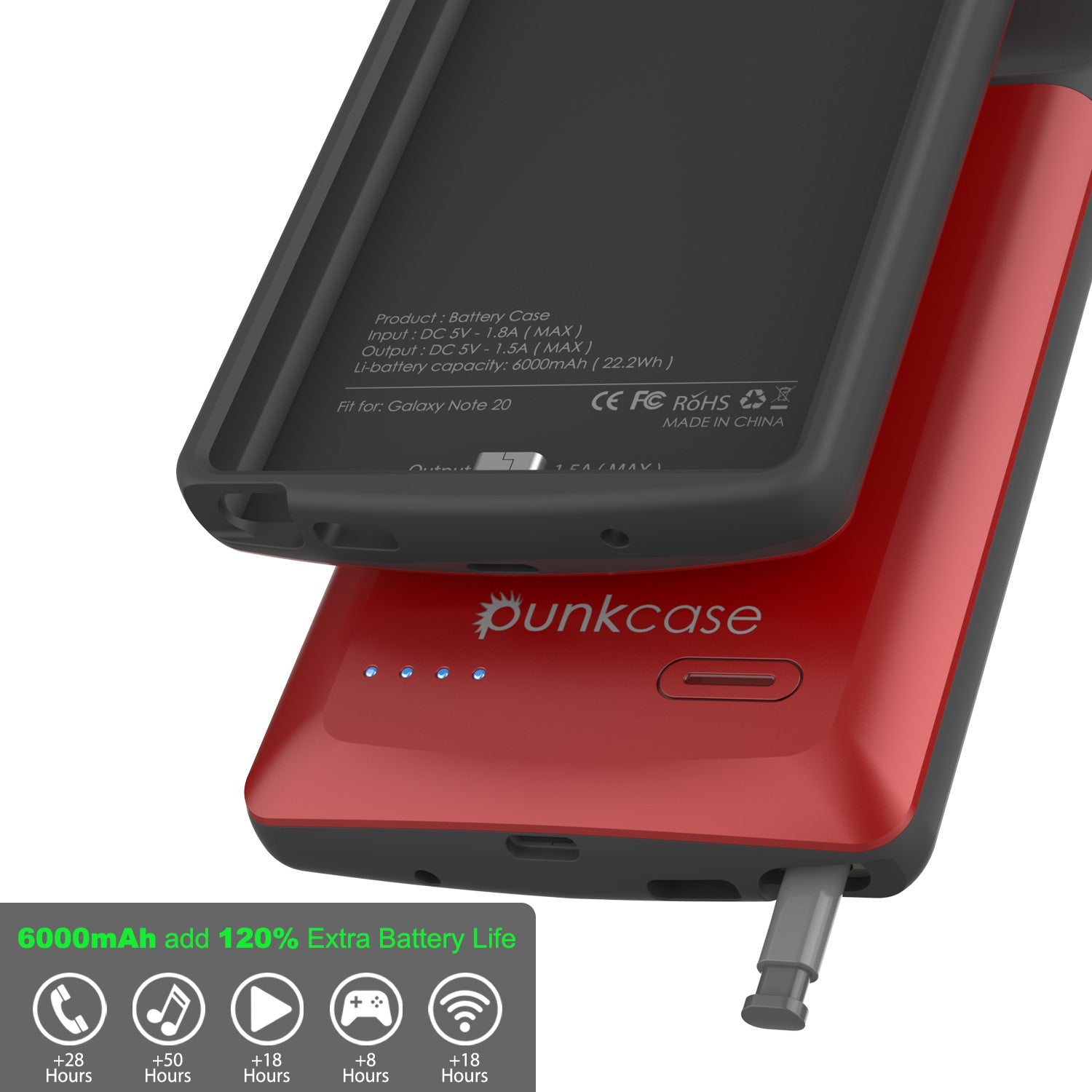 Galaxy Note 20 6000mAH Battery Charger Slim Case [Red]