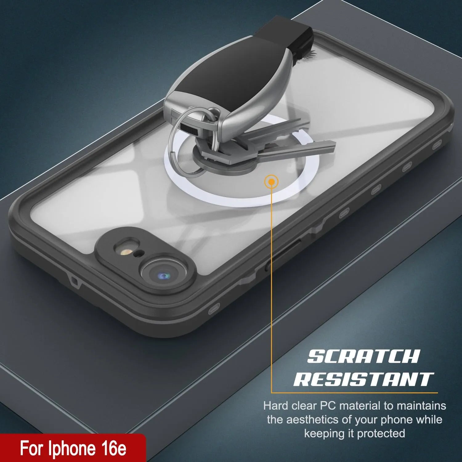 iPhone 16e Waterproof IP68 Case, Punkcase [Clear] [StudStar Series] [Slim Fit] [Dirtproof]