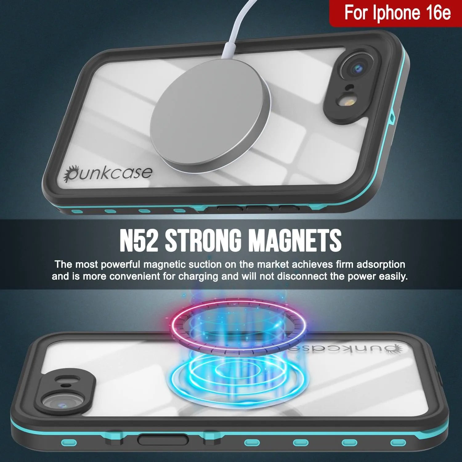 iPhone 16e Waterproof IP68 Case, Punkcase [Teal] [StudStar Series] [Slim Fit]